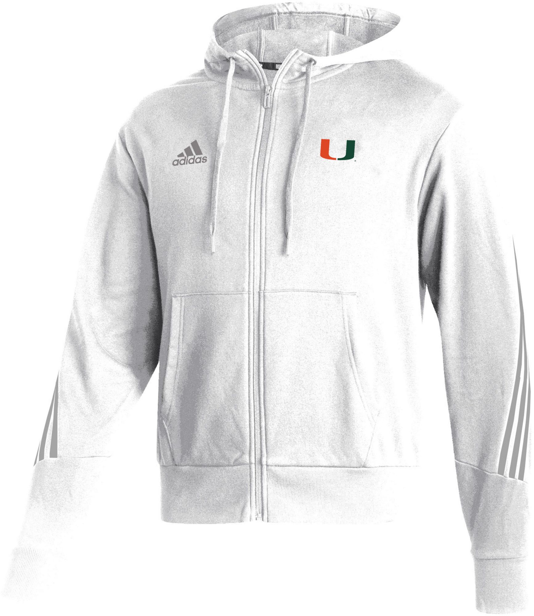 adidas Men's Miami Hurricanes White Fashion Full Zip Hoodie product image