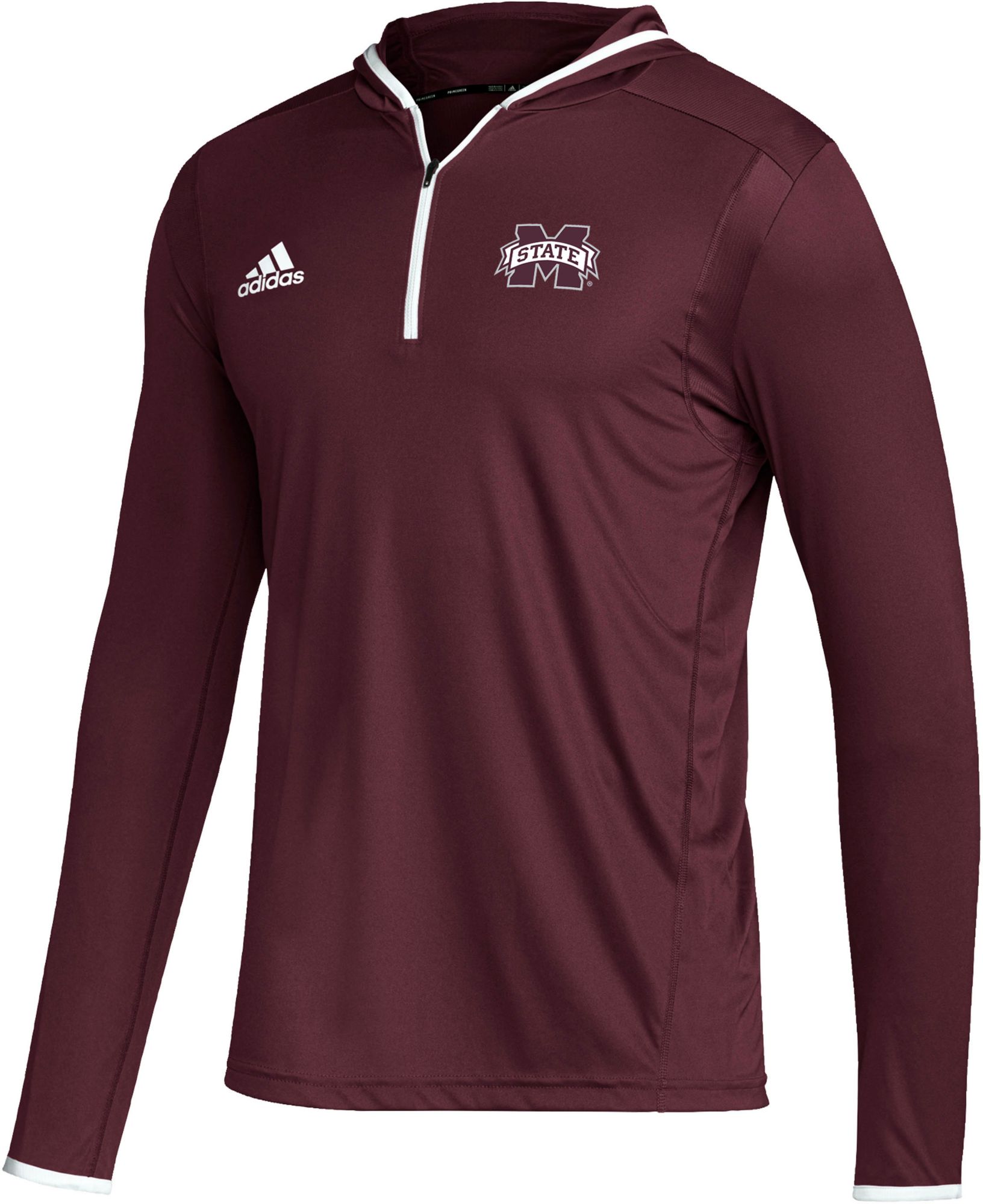 adidas Men's Mississippi State Bulldogs Maroon Team Issue Hooded 1/4 Zip Shirt