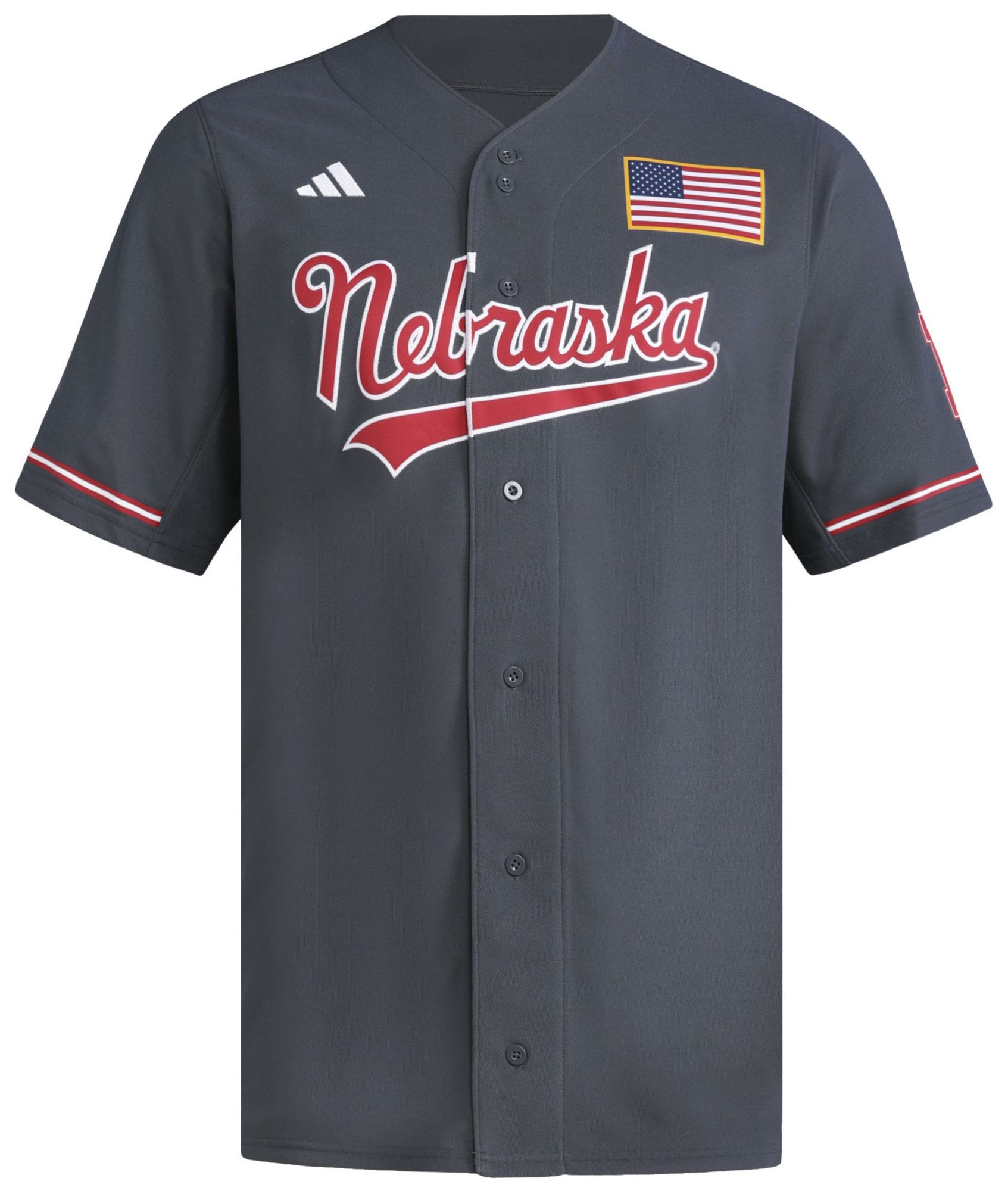 adidas Men's Nebraska Cornhuskers Dark Grey Baseball Replica Jersey product image