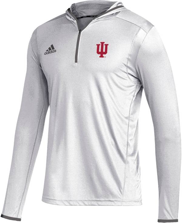 adidas Men's Indiana Hoosiers White Team Issue Hooded 1/4 Zip Shirt