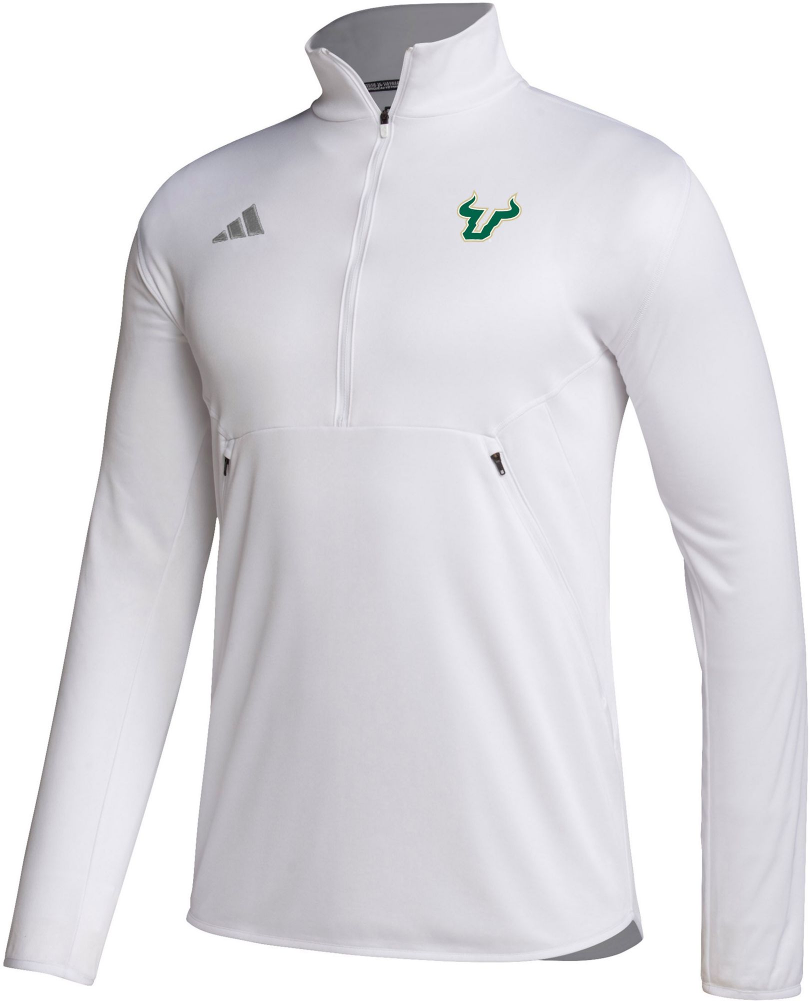 adidas Men's South Florida Bulls White Stadium Knit 1/4 Zip Shirt product image