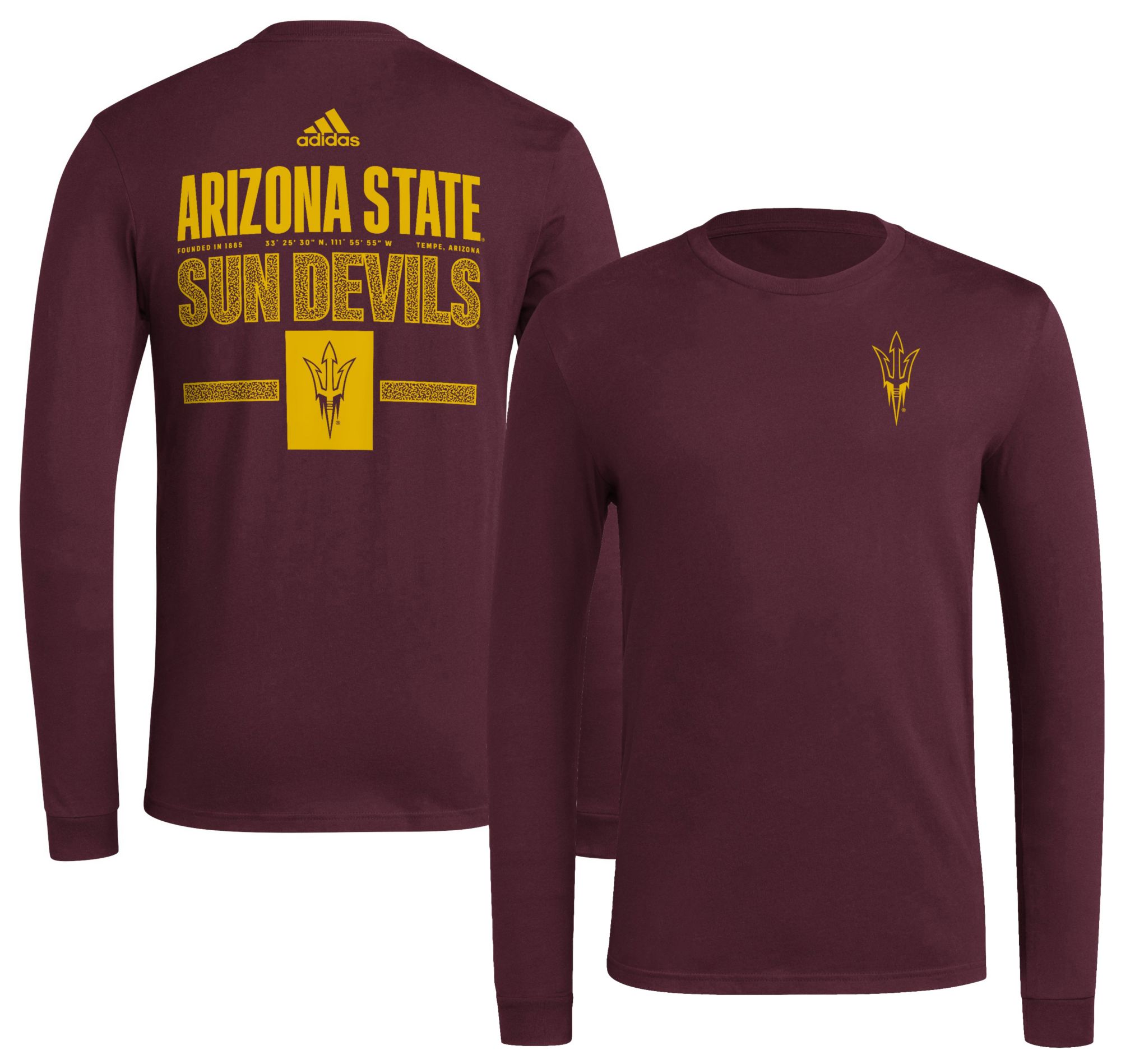 adidas Men's Arizona State Sun Devils Maroon On Deck Long Sleeve T