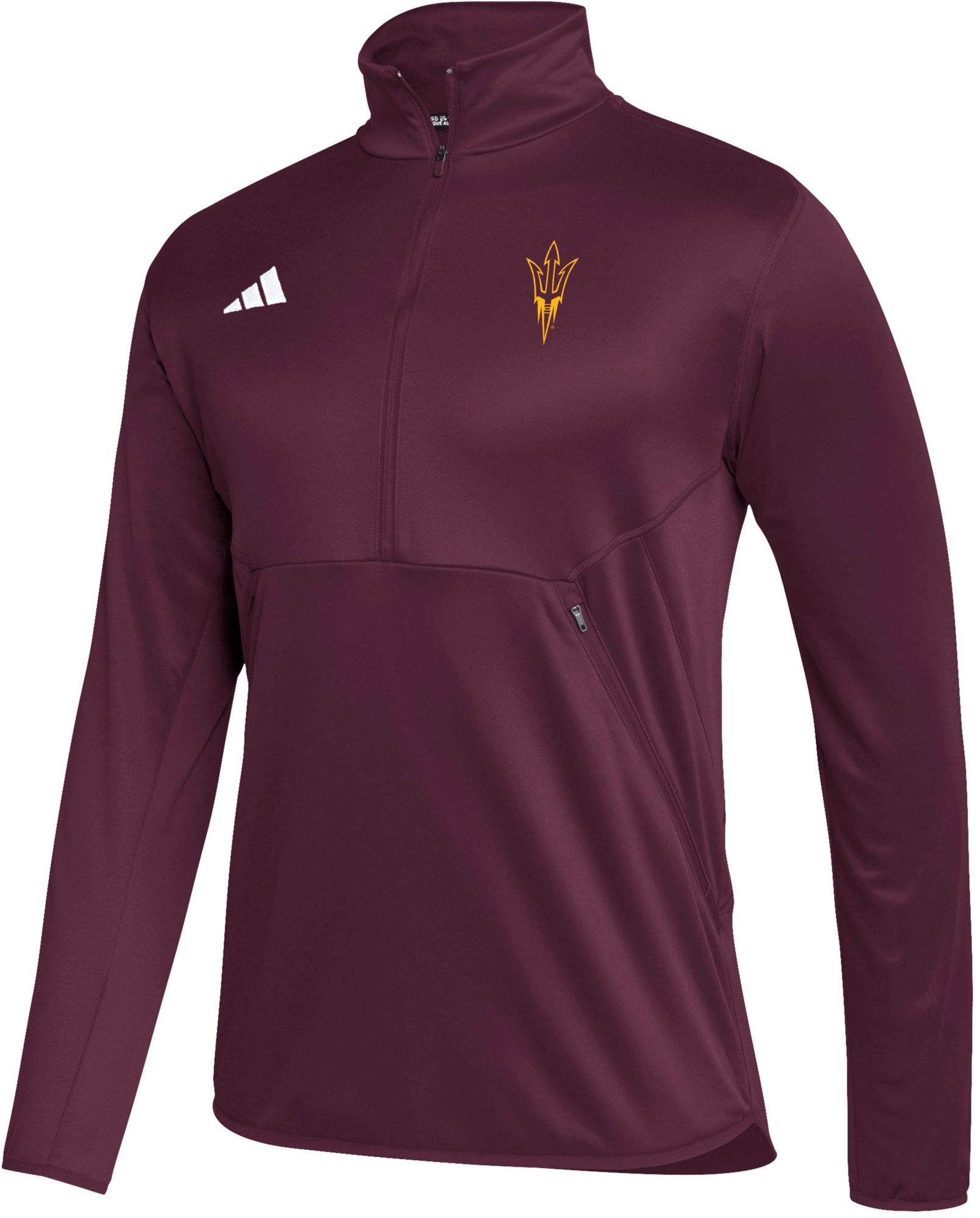 adidas Men's Arizona State Sun Devils Maroon Stadium Knit 1/4 Zip Shirt product image