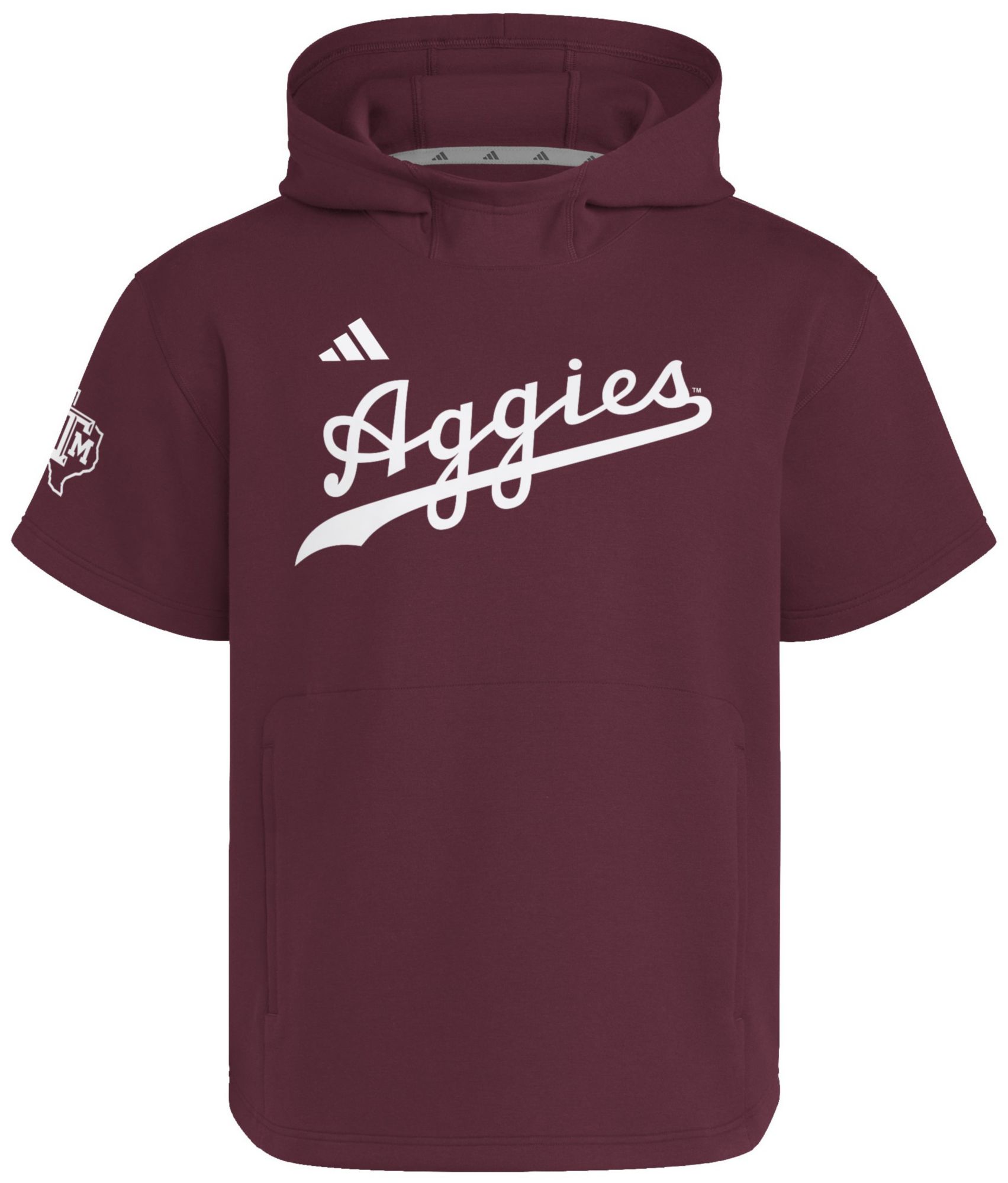 adidas Men's Texas A&M Aggies Team Maroon Dugout Short Sleeve Hoodie product image