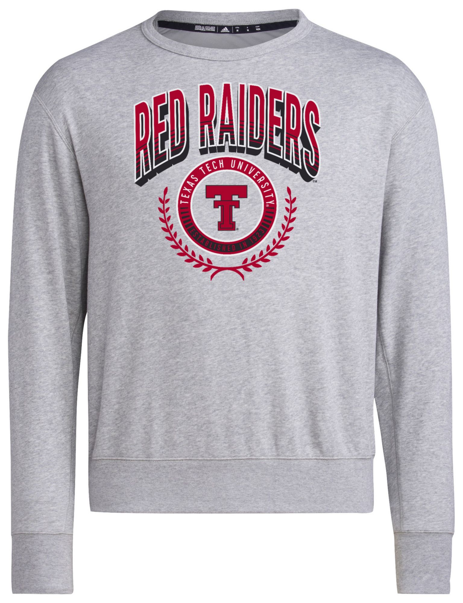 adidas Men's Texas Tech Red Raiders Medium Grey Heather Vintage Pullover Crew Sweatshirt product image