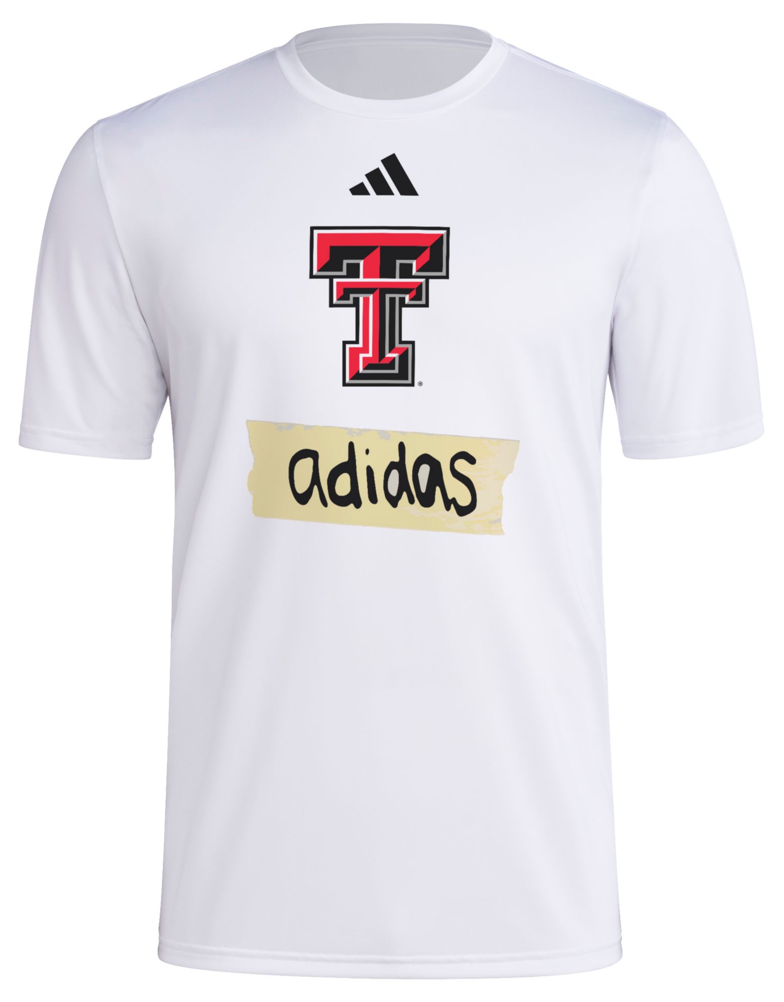 adidas Men's Texas Tech Red Raiders White Tape T-Shirt product image
