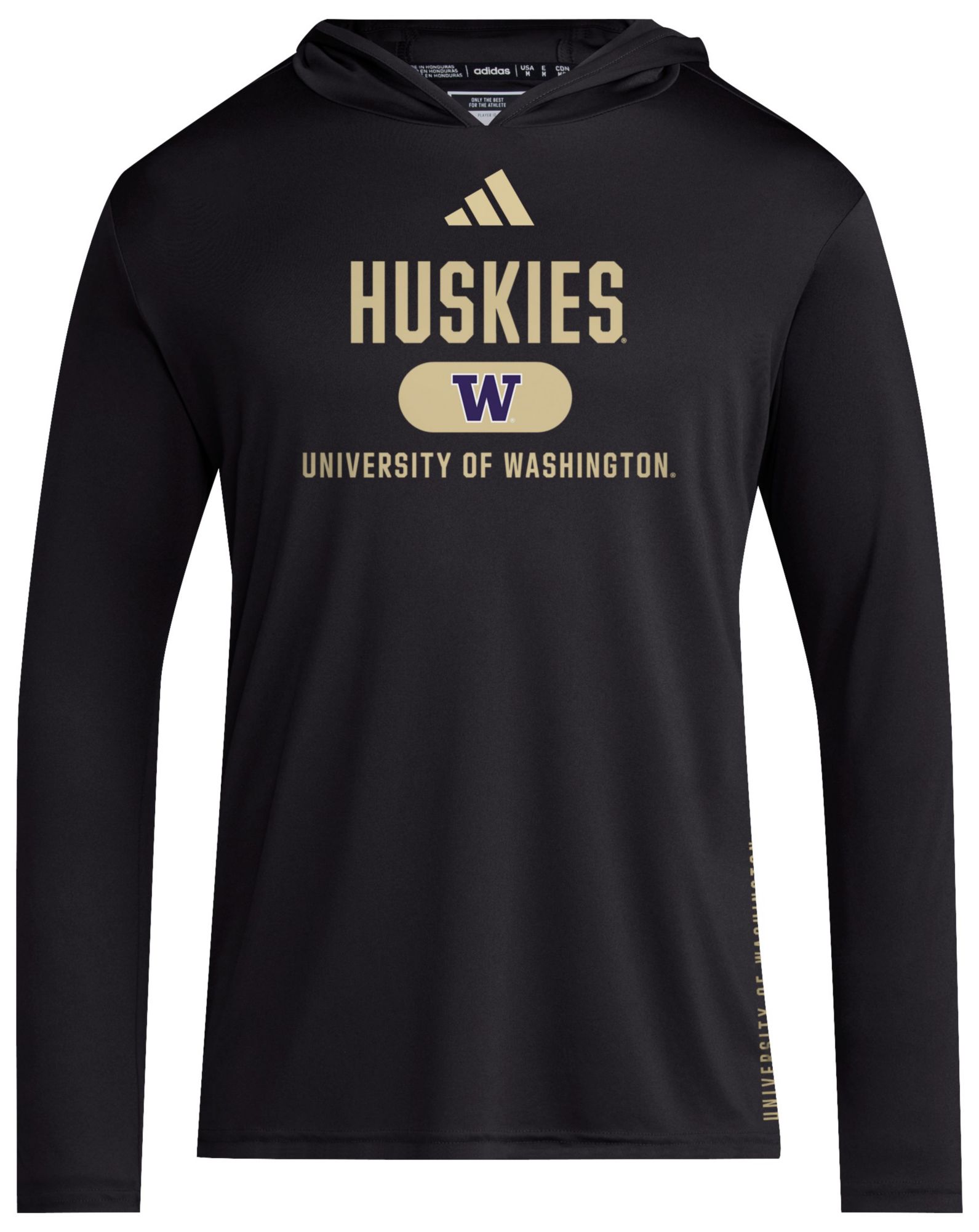 adidas Men's Washington Huskies Black Training Long Sleeve Hoodie T-Shirt product image