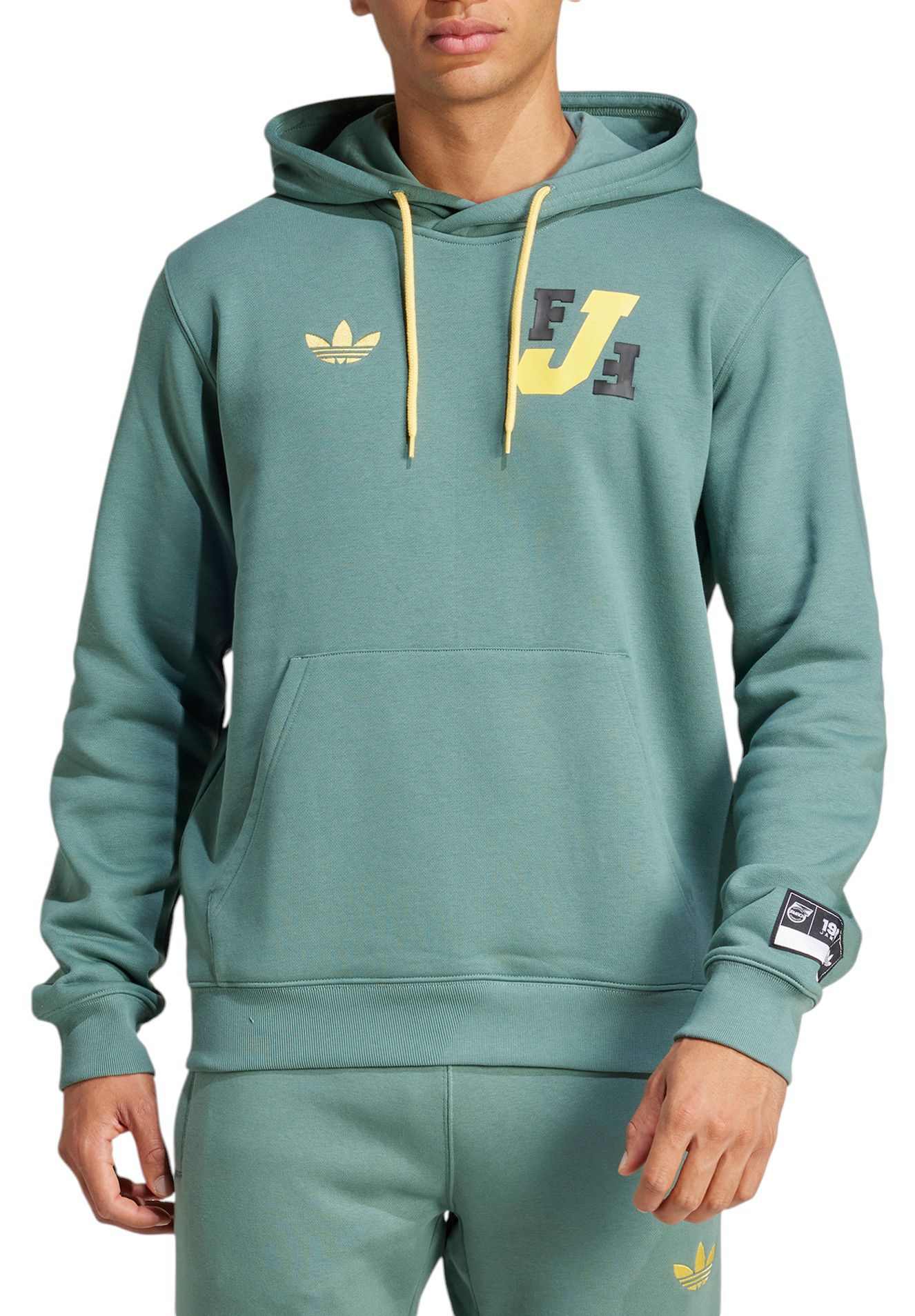 adidas Men's Jamaica 2024 Green Varsity Pullover Hoodie product image