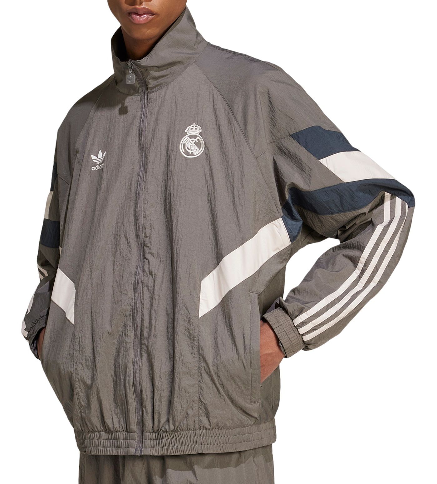 adidas Adult Real Madrid 2024 Lifestyler Grey Full Zip Track Jacket Dick s Sporting Goods