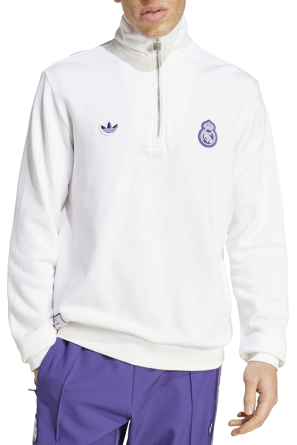 adidas Adult Real Madrid 2024-25 White Terrace Icon Crewneck Sweatshirt product image