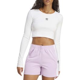 ★adidas★ Essential Lip Crop Long Sleeve Tee Ivory IY9663 Shop adidas Essentials Ribbed Crop Long Sleeve Tee IY9663