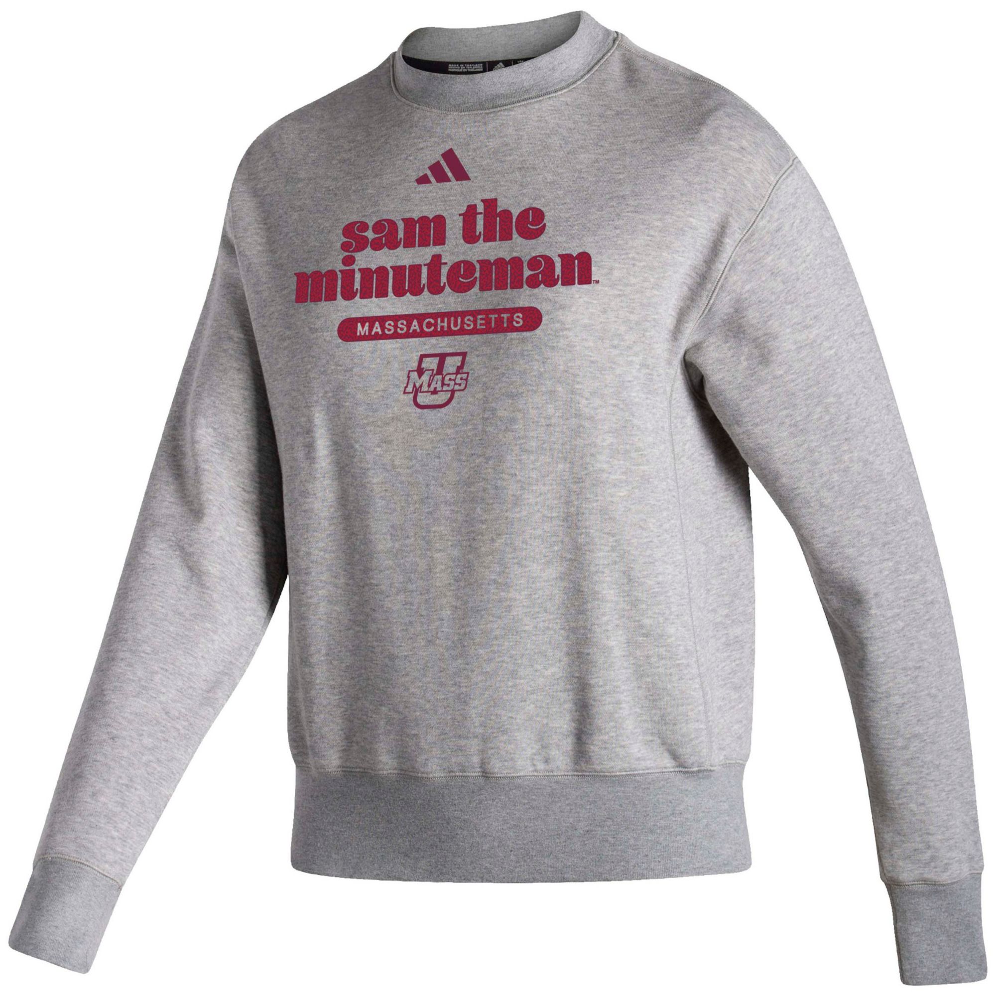 adidas Women's UMass Minutemen Grey Vintage Pullover Crew Sweatshirt product image