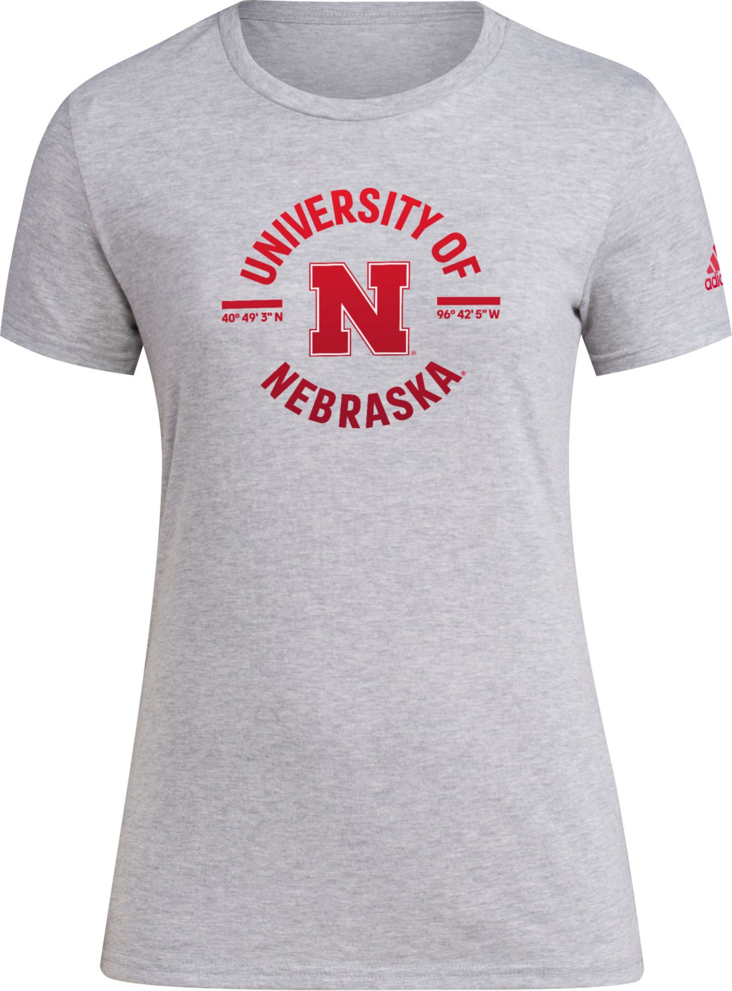adidas Women's Nebraska Cornhuskers Medium Grey Rise N' Shine T-Shirt product image