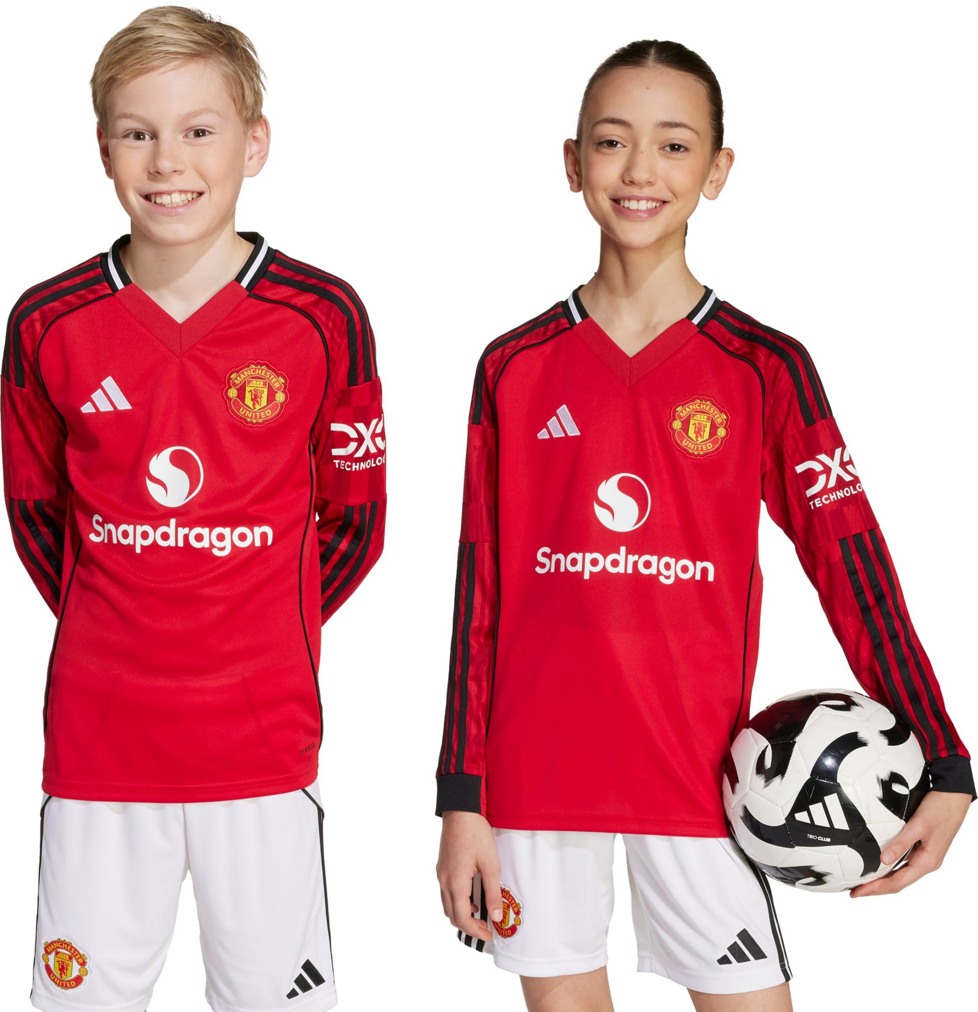 adidas Youth Manchester United 2025 Red Home Long Sleeve Replica Jersey product image