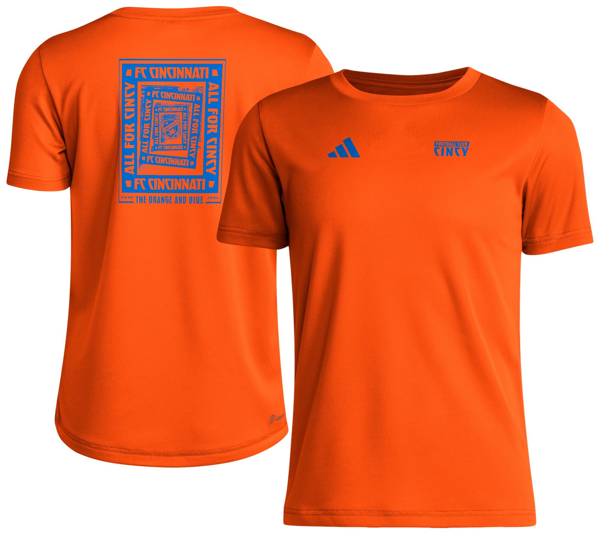 adidas Youth FC Cincinnati 2025 Orange Local Warp T-Shirt product image