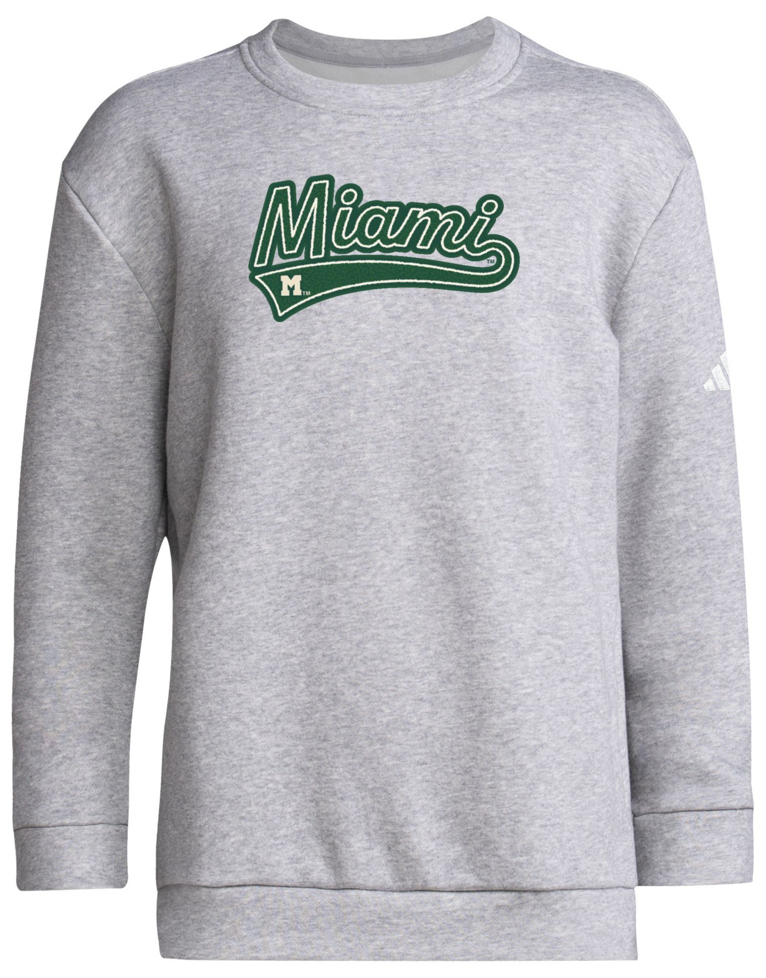 adidas Youth Miami Hurricanes Medium Grey College Prep Crew Pullover Sweatshirt product image