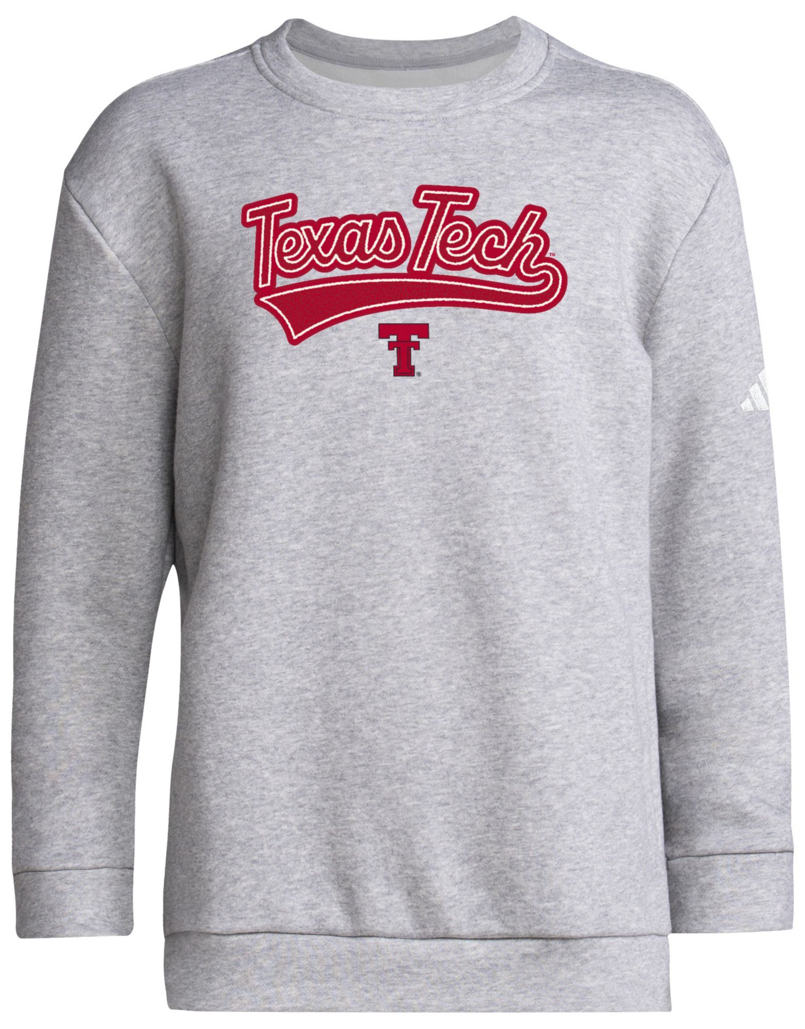 adidas Youth Texas Tech Red Raiders Medium Grey  College Prep Crew Pullover Sweatshirt product image