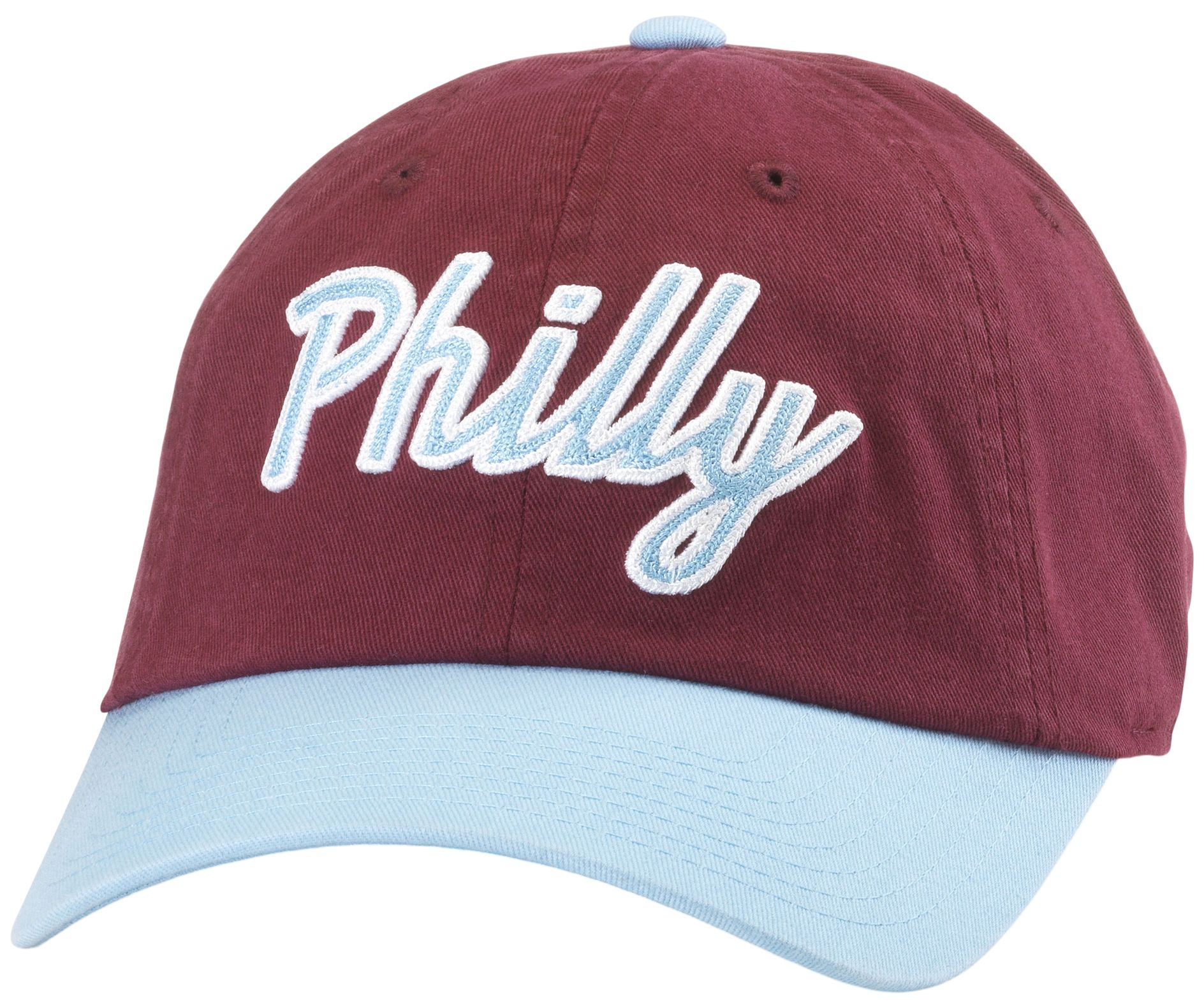 American Needle Adult Philadelphia 2 Tone Script Light Blue Dad Hat product image