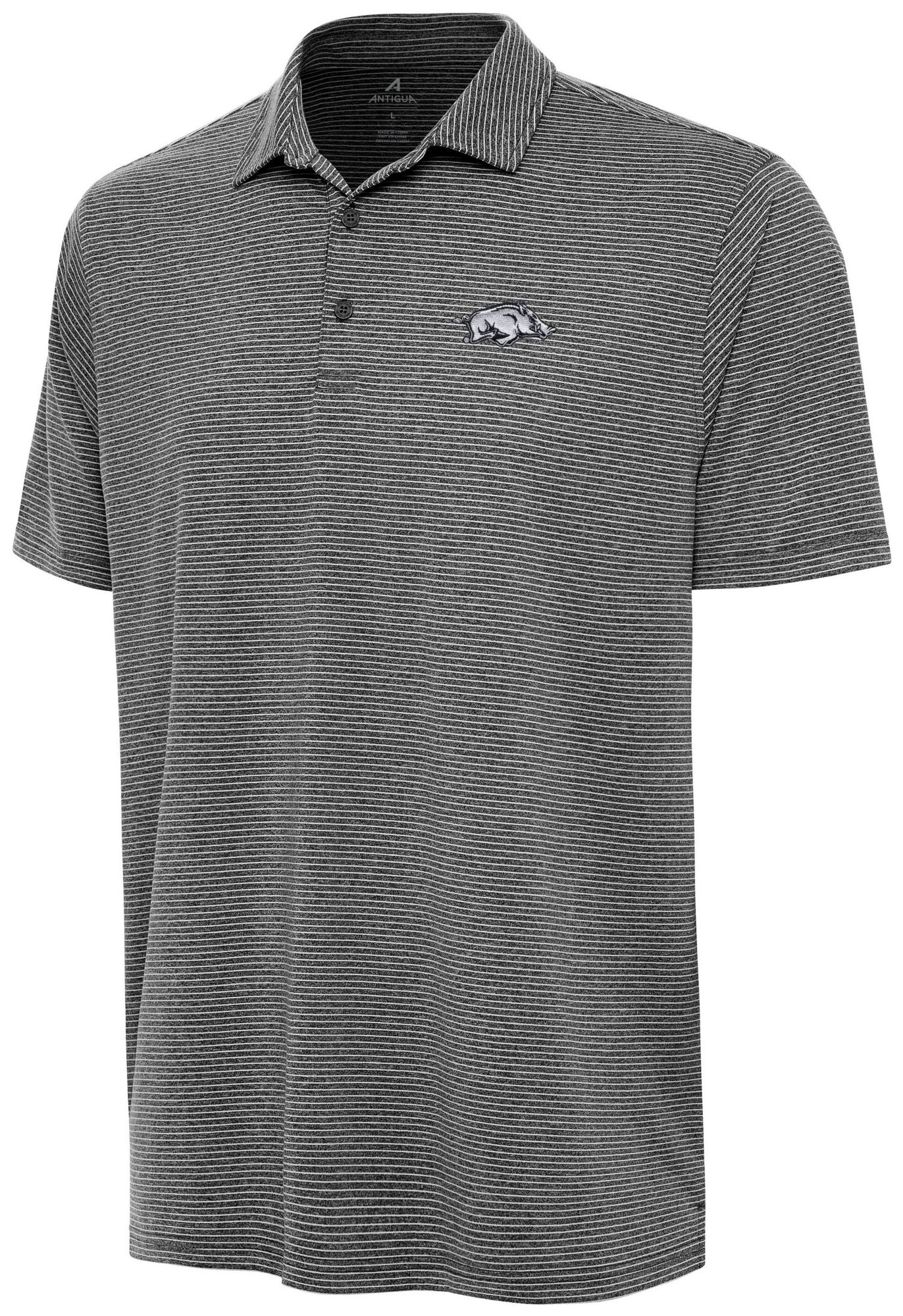 Antigua Men's Arkansas Razorbacks Black Heather Scheme Polo product image