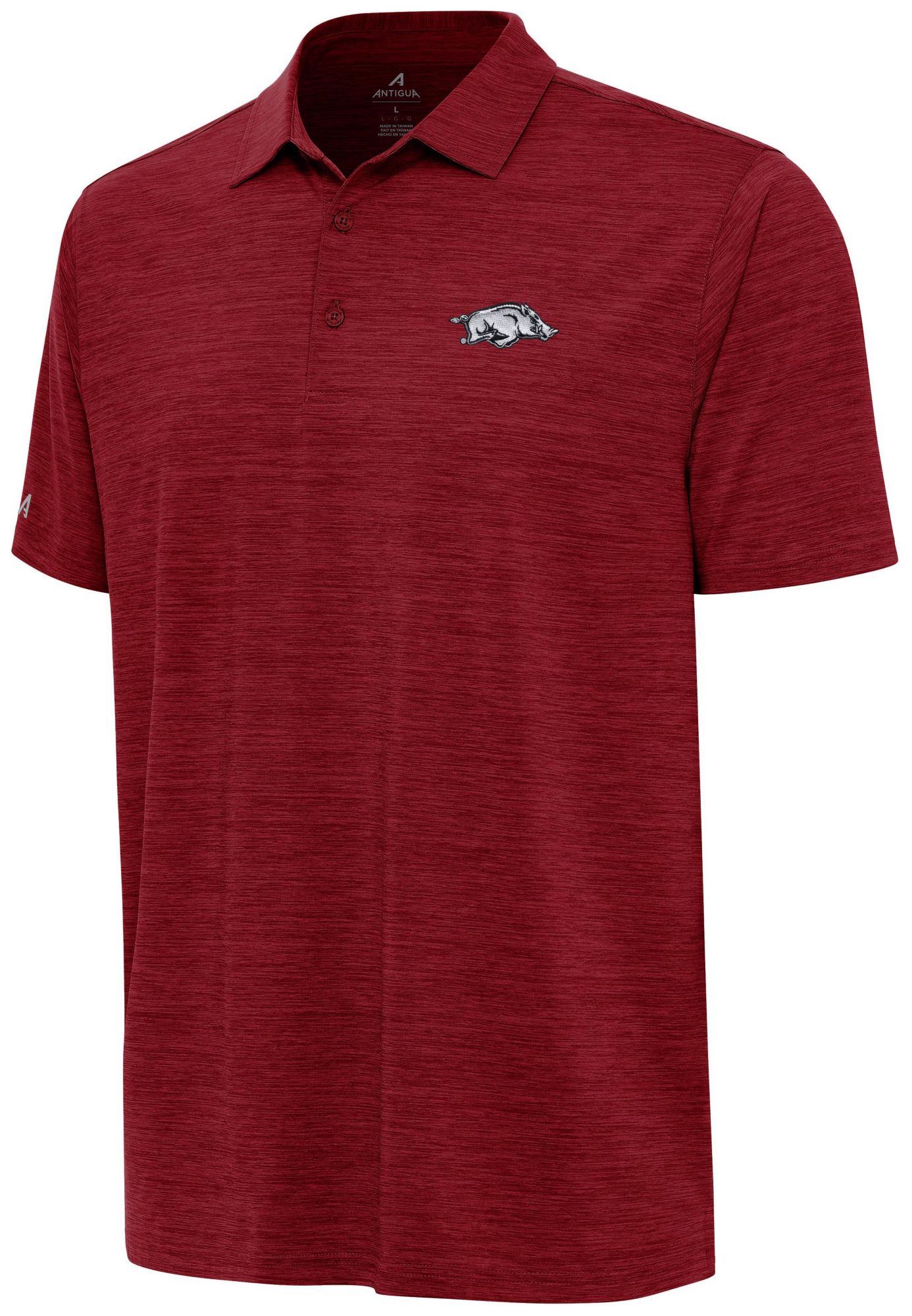 Antigua Men's Arkansas Razorbacks Cardinal Red Heather Layout Polo product image