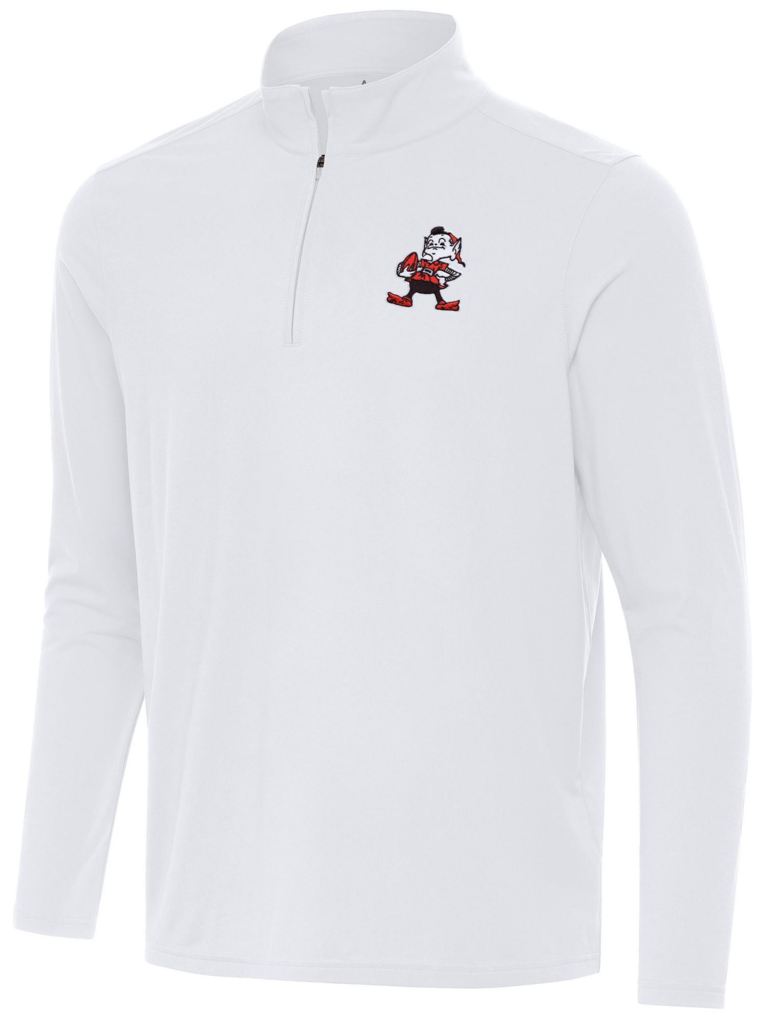 Antigua Men's Cleveland Browns Intent White Quarter-Zip Pullover Shirt product image