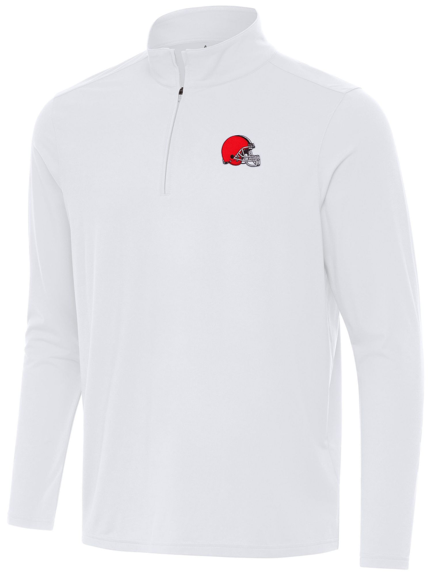 Antigua Men's Cleveland Browns Intent White Quarter-Zip Pullover Shirt product image