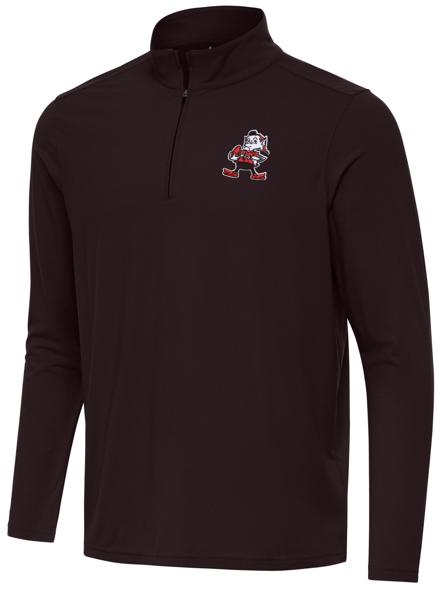 Antigua Men's Cleveland Browns Intent Brown Quarter-Zip Pullover Shirt product image