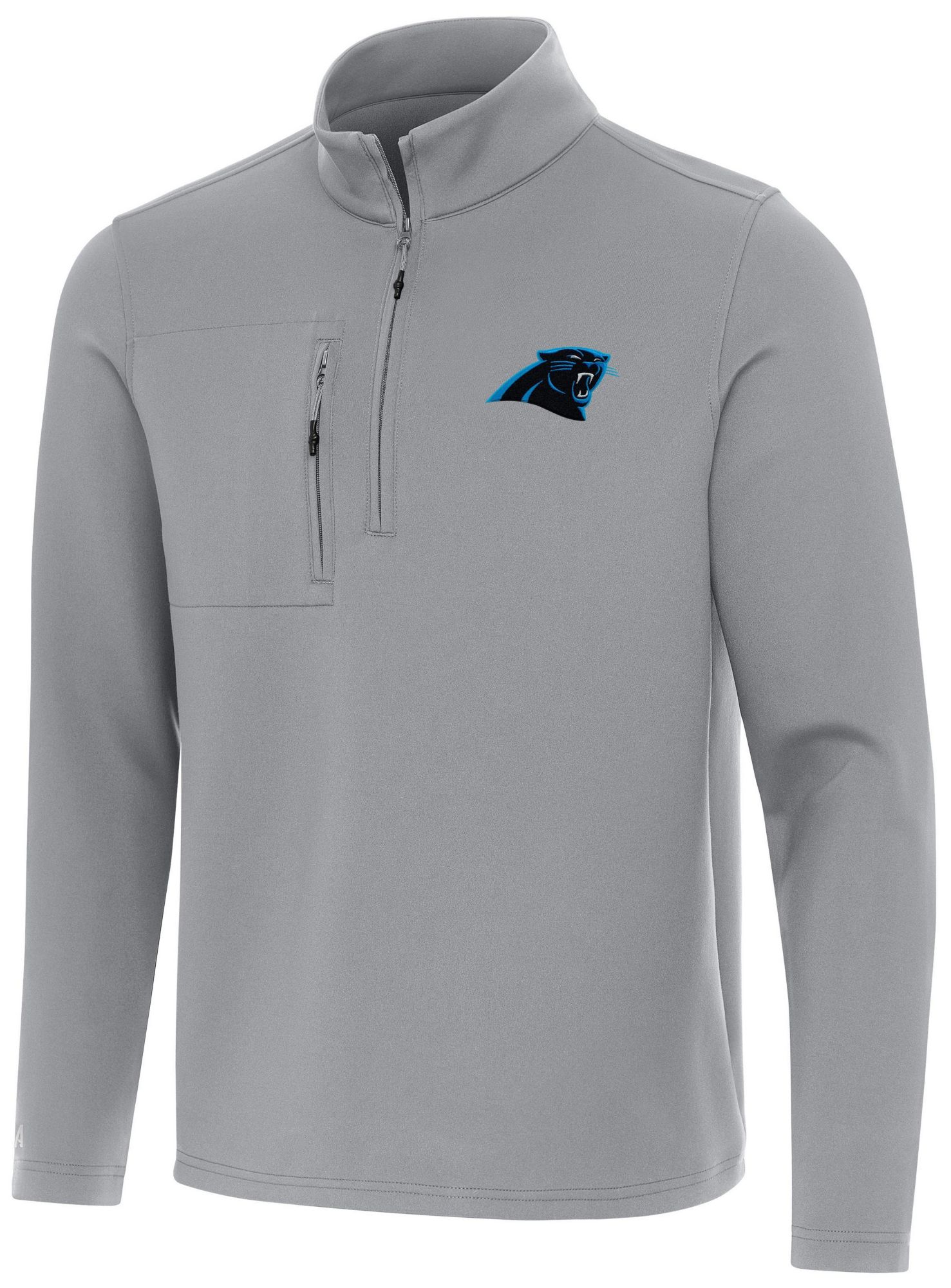 Antigua Men's Carolina Panthers Insider Grey Quarter-Zip Pullover Shirt product image