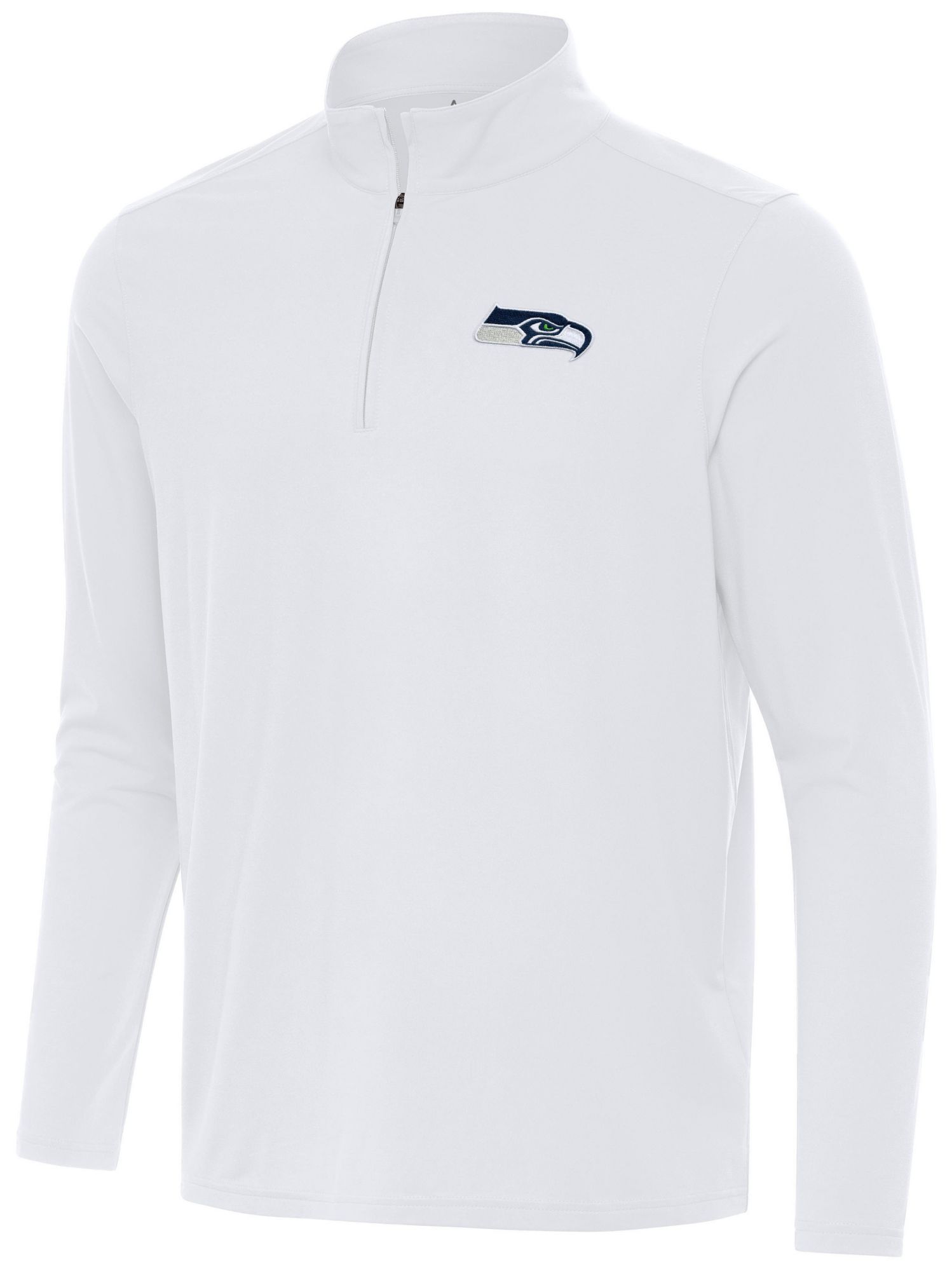 Antigua Men's Seattle Seahawks Intent White Quarter-Zip Pullover Shirt product image
