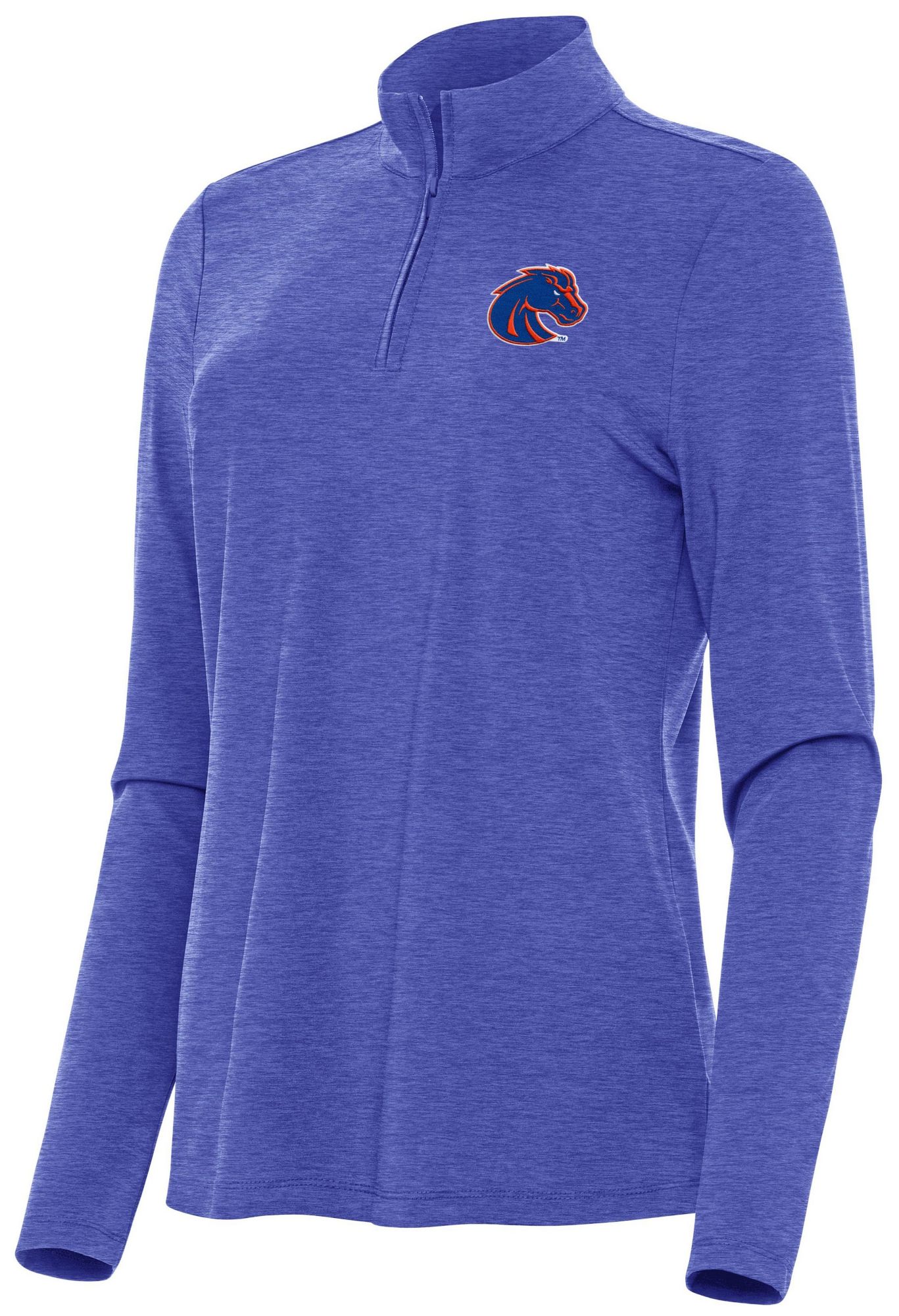 Antigua Women's Boise State Broncos Dark Royal Heather Bright 1/4 Zip Pullover product image