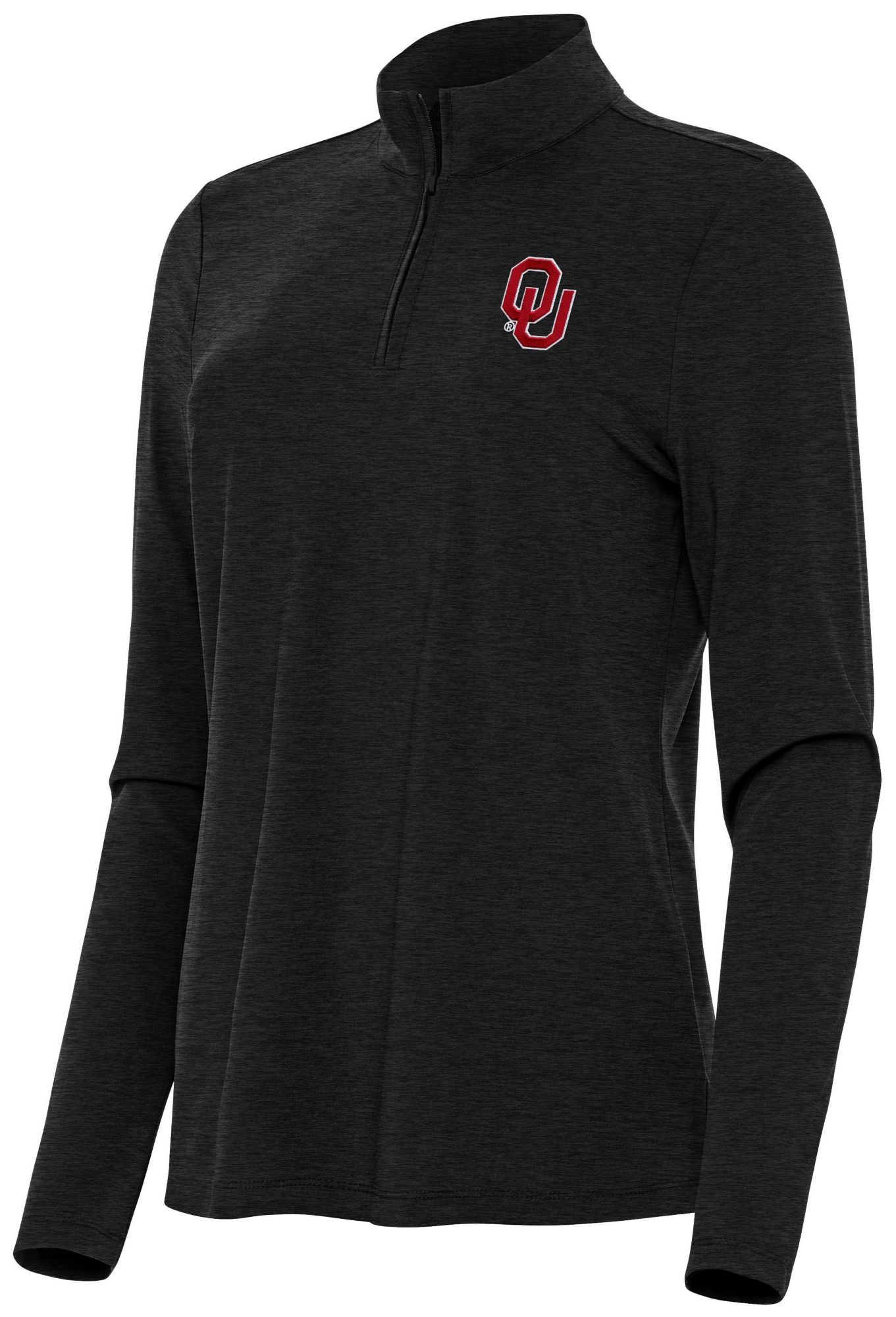 Antigua Women's Oklahoma Sooners Black Heather Bright 1/4 Zip Pullover product image