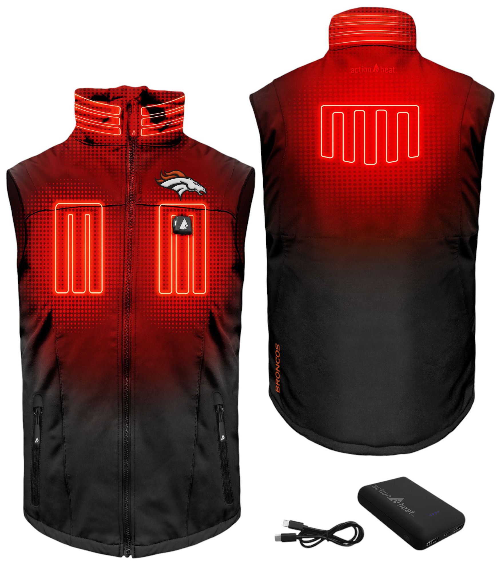 ActionHeat Men's Denver Broncos Black 5V Battery Heated Softshell Vest product image