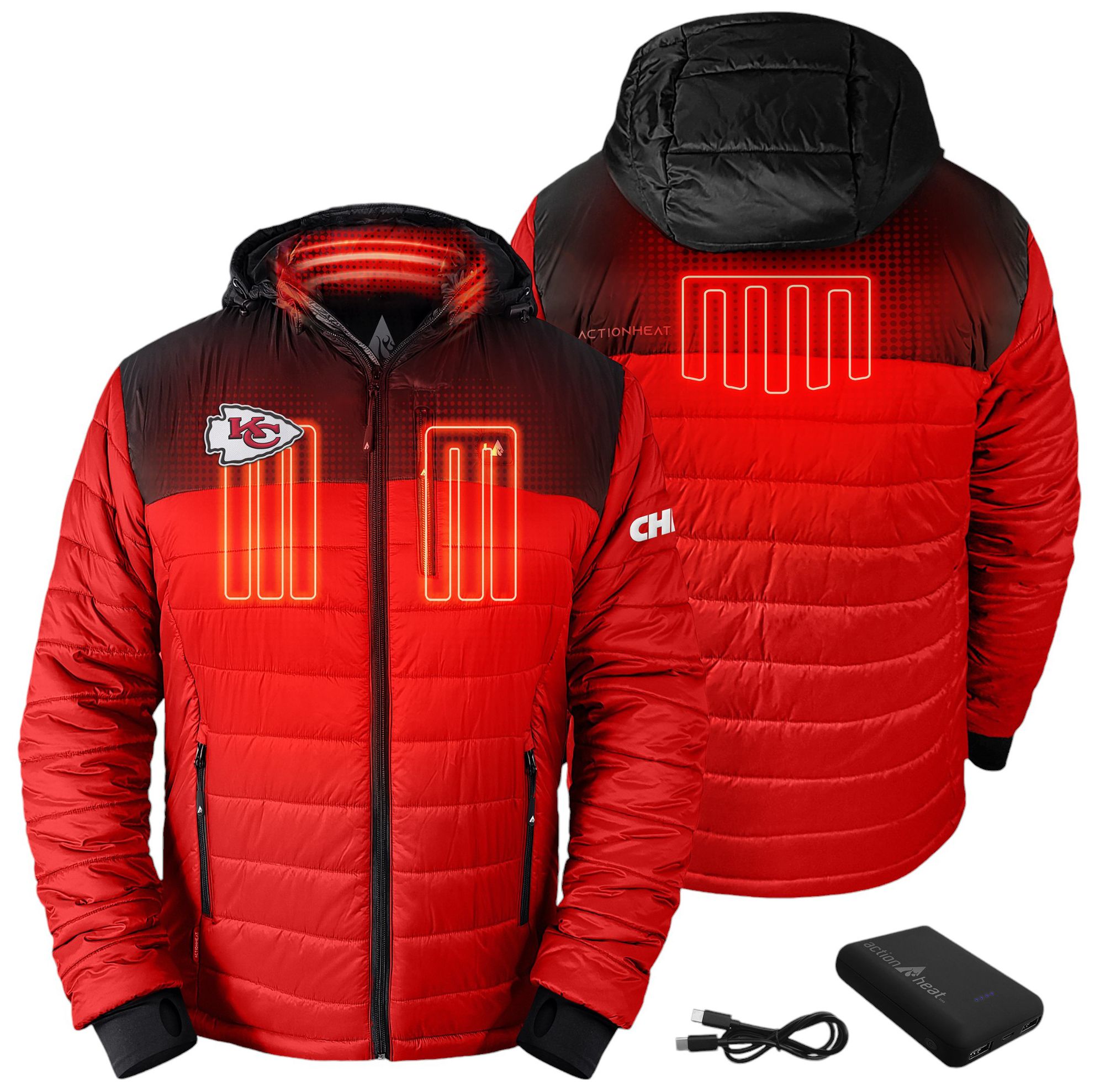 ActionHeat Men's Kansas City Chiefs Red 5V Battery Heated Puffer Jacket product image