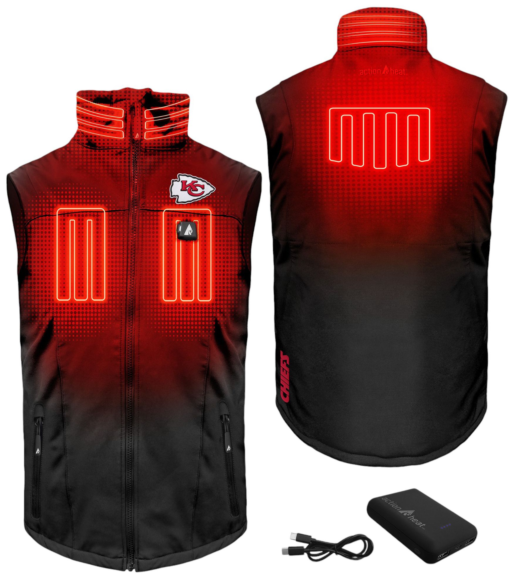 ActionHeat Men's Kansas City Chiefs Black 5V Battery Heated Softshell Vest product image