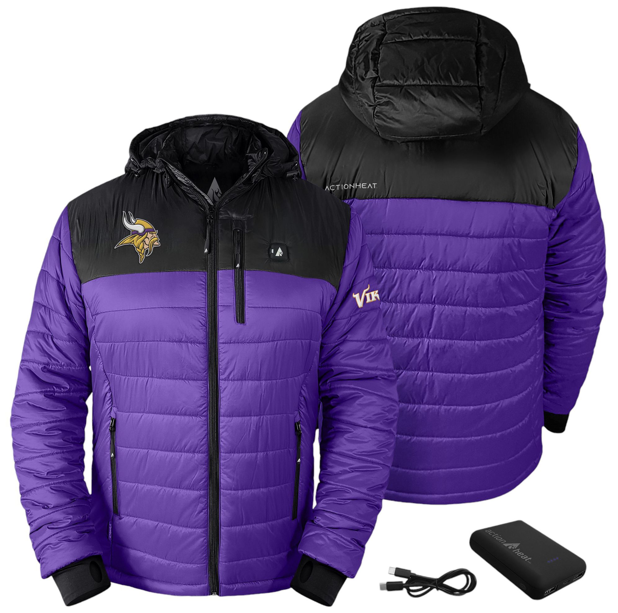 ActionHeat Men's Minnesota Vikings Purple 5V Battery Heated Puffer Jacket product image