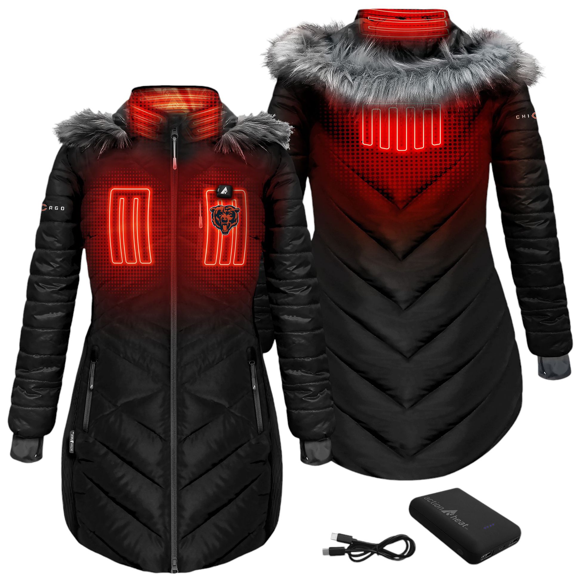 ActionHeat Women's Chicago Bears Black 5V Battery Heated Puffer Jacket product image