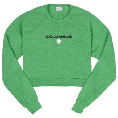 sorry, Where I'm From Women's Columbus St. Patrick's Day 2025 Green Microscript Long Sleeve Cropped Crewneck is currently out of stock