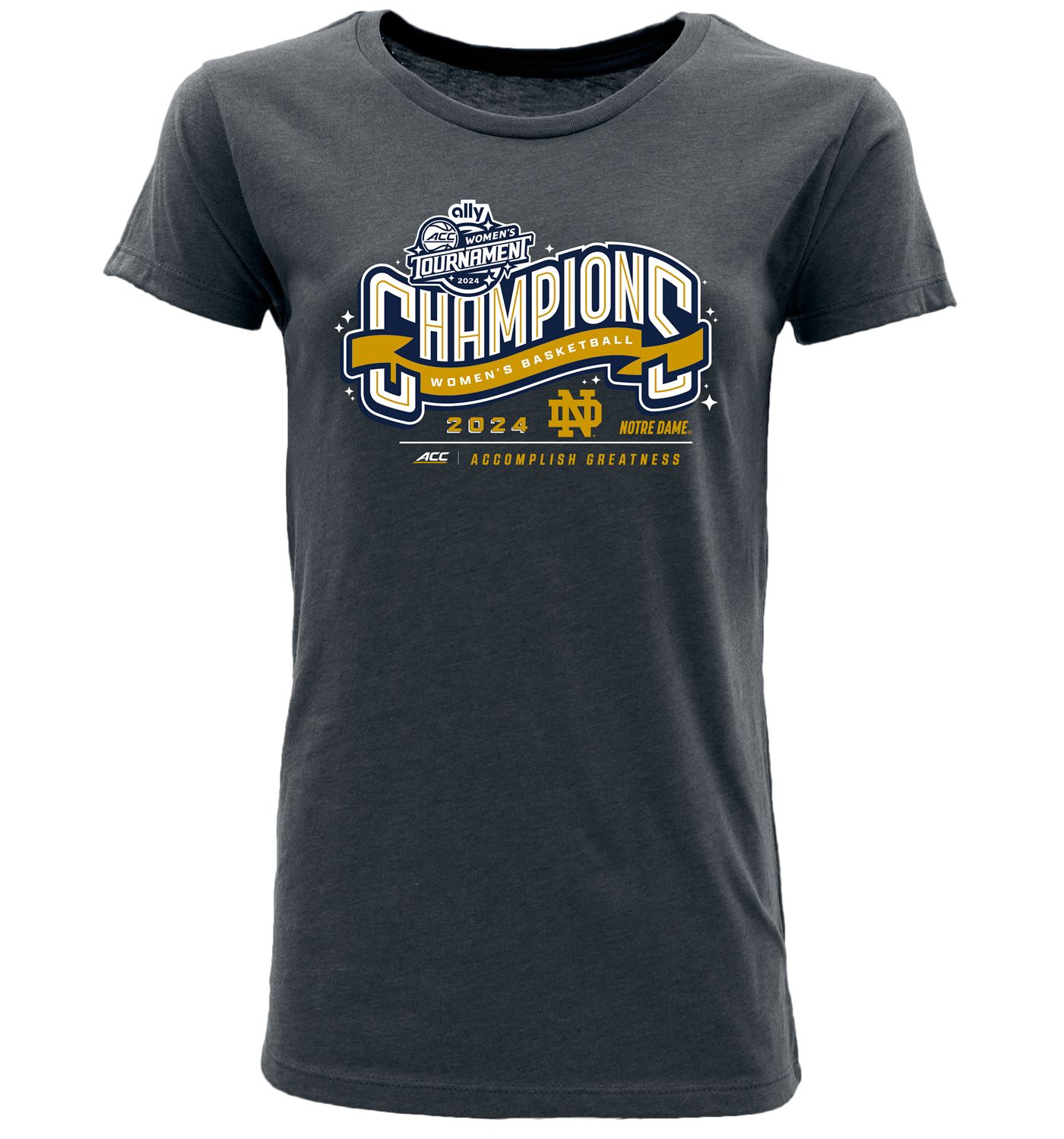 Blue 84 Women s NCAA 2024 Women s Basketball Conference Champions Notre Dame Fighting Irish Navy Locker Room T Shirt XL