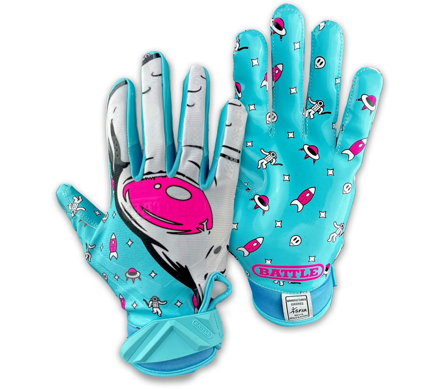 Blue battle football gloves online