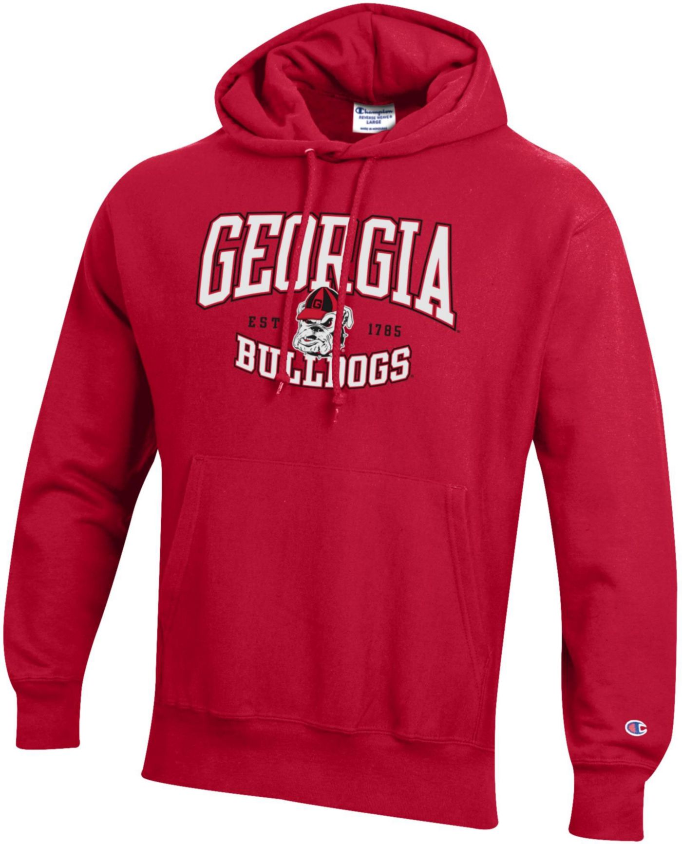 Champion Men s Georgia Bulldogs Scarlet Reverse Weave crew Pullover Hoodie Dick s Sporting Goods