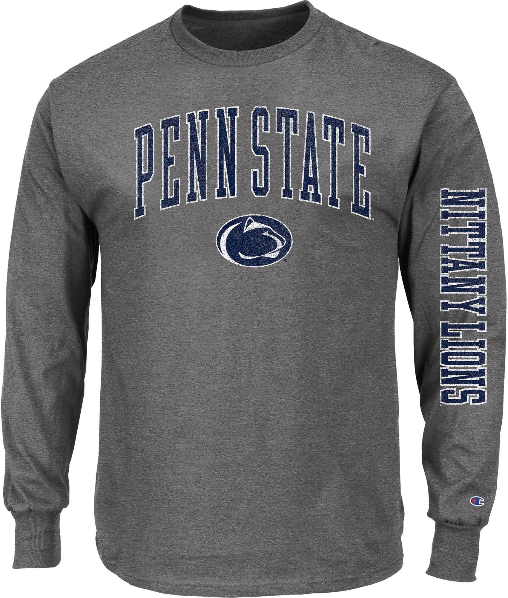 Champion Men's Penn State Nittany Lions Heather Grey Big & Tall 2 Hit Long Sleeve T-Shirt product image