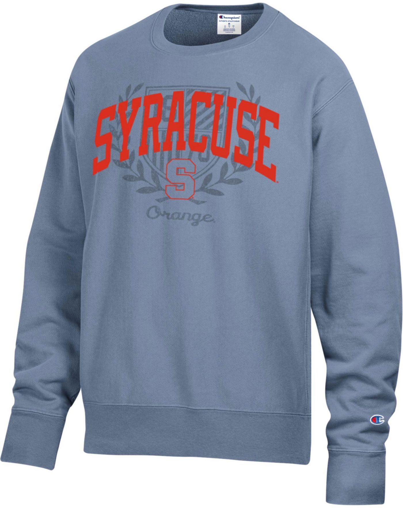 Champion Men s Syracuse Orange Pale Blue Garment Dyed Reverse Weave crew Pullover Crew Sweatshirt Dick s Sporting Goods