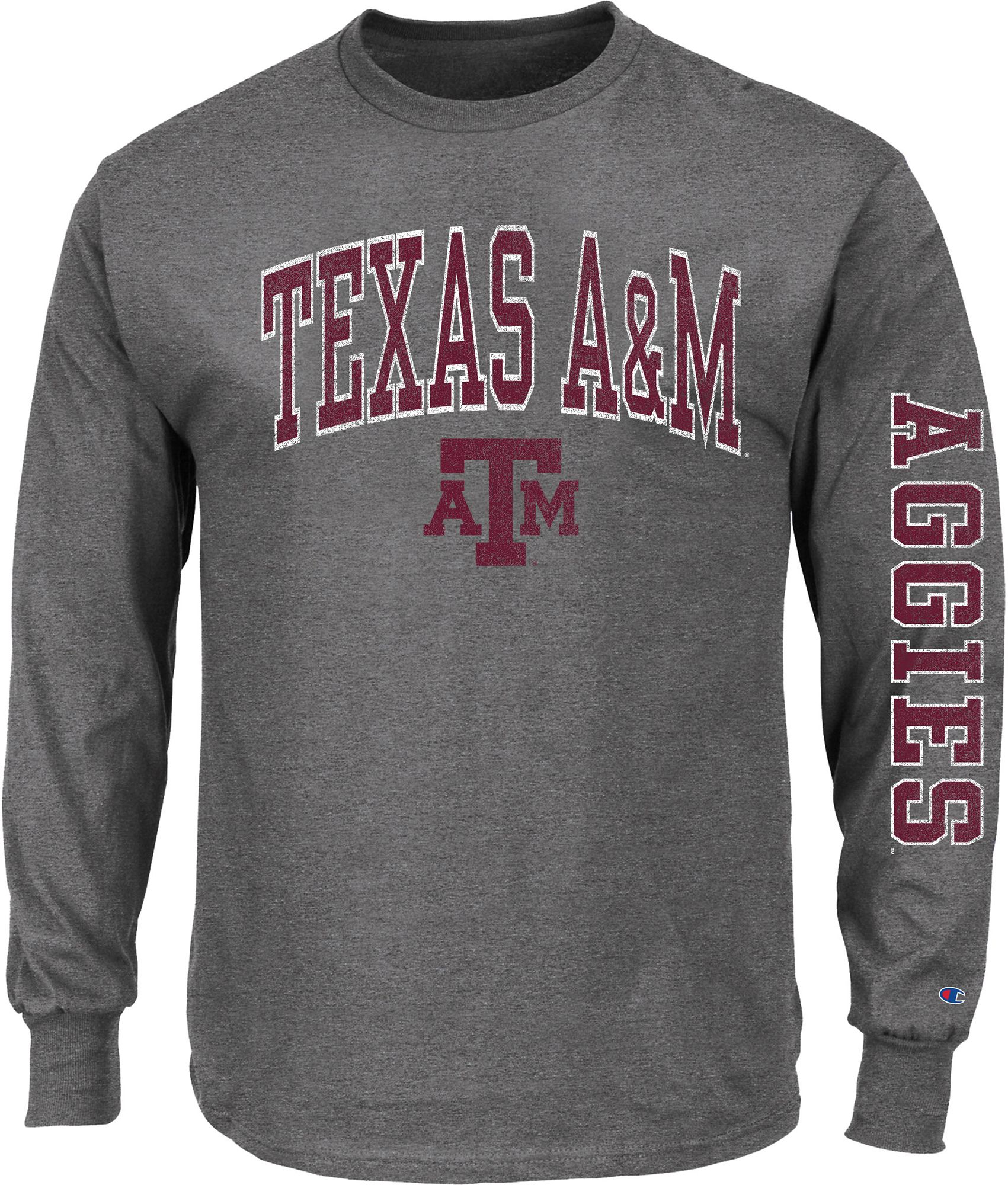 Champion Men's Texas A&M Aggies Heather Grey Big & Tall 2 Hit Long Sleeve T-Shirt product image