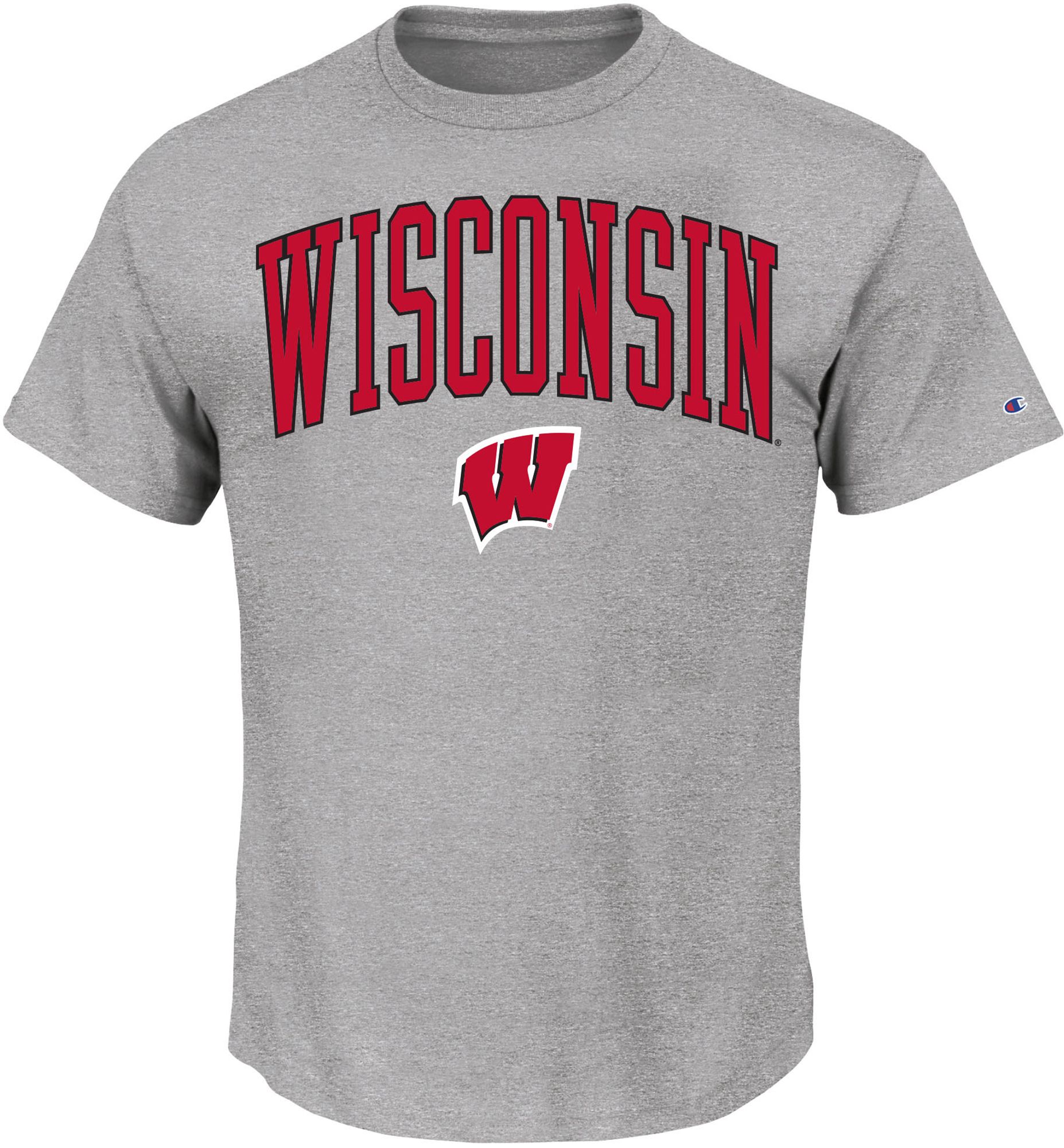 Champion Men's Wisconsin Badgers Heather Grey Big & Tall Arch T-Shirt product image