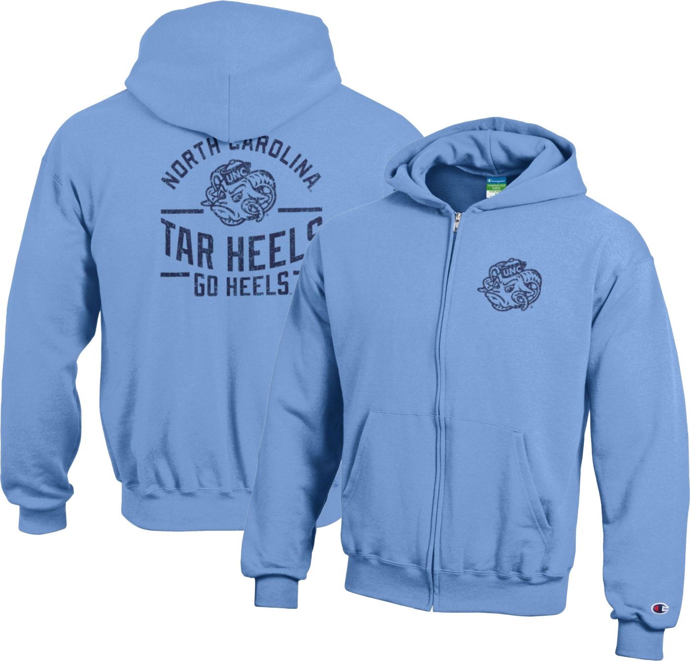 Champion Youth North Carolina Tar Heels Light Blue Back Hit Powerblend Full Zip Hoodie Dick s Sporting Goods