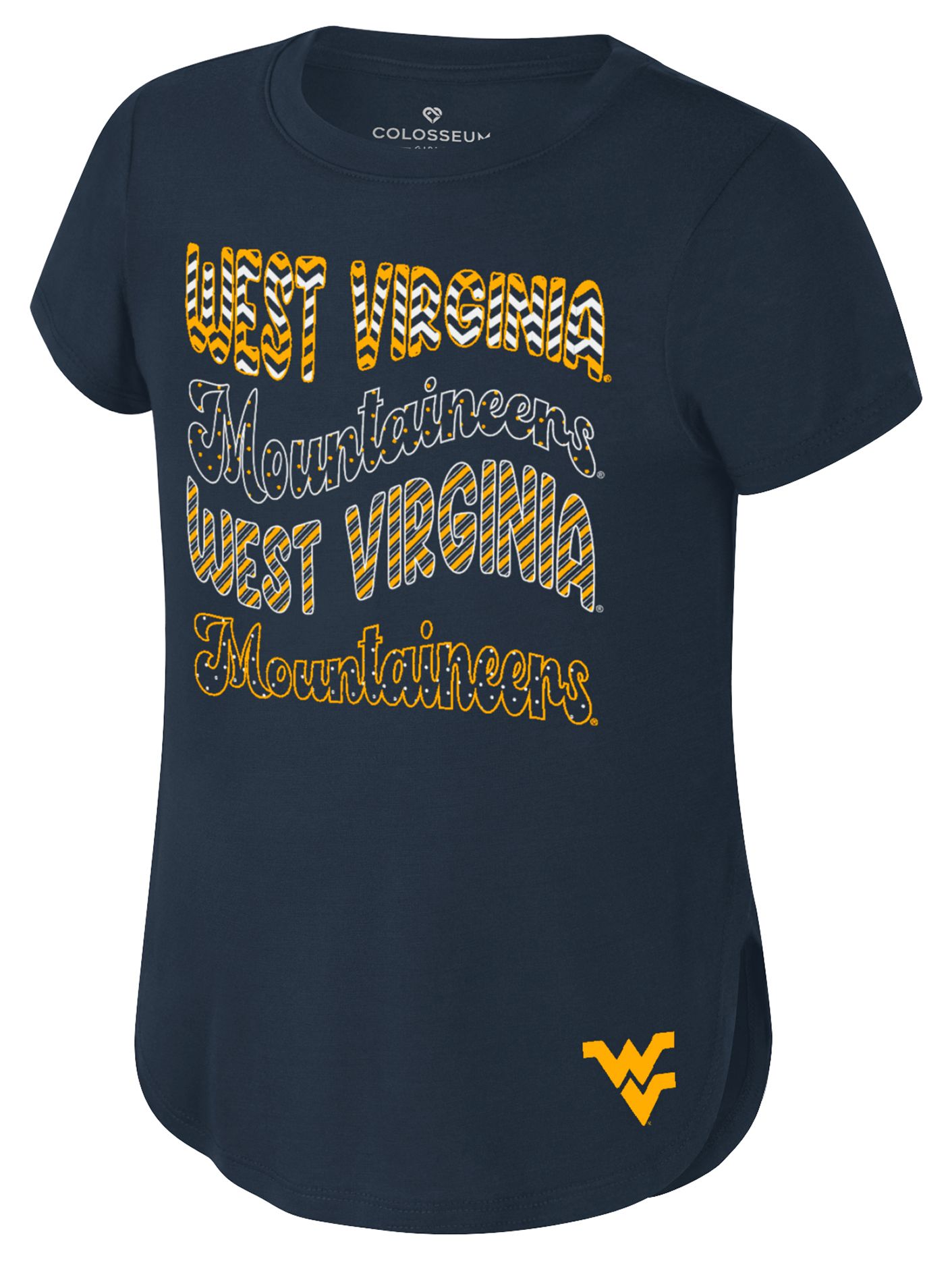 Colosseum Girls' West Virginia Mountaineers Navy Rogan T-Shirt product image