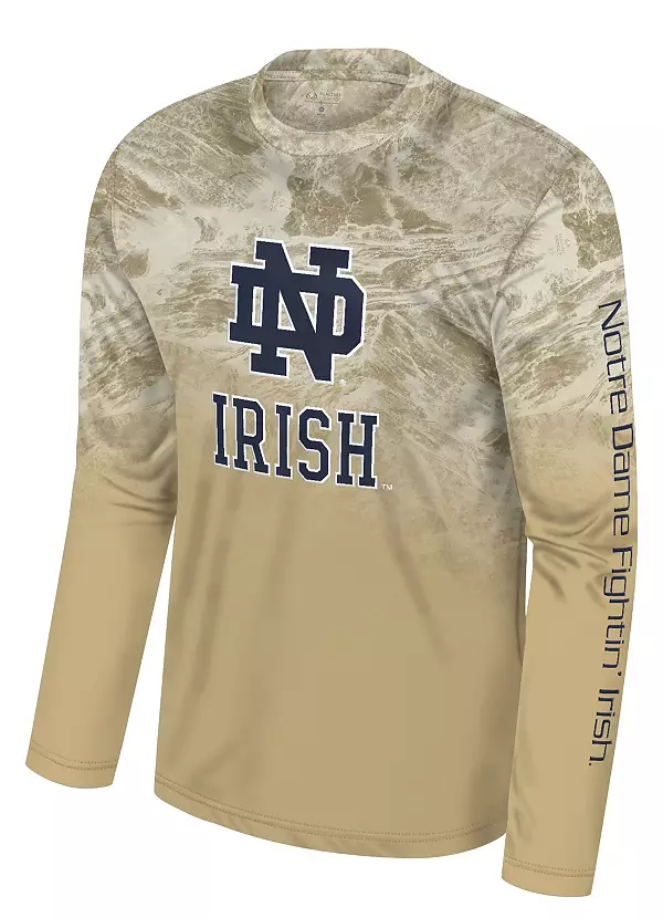 Colosseum Men's Notre Dame Fighting Irish Sandbar Realtree Erie Performance Long Sleeve T-Shirt, XXL, Brown