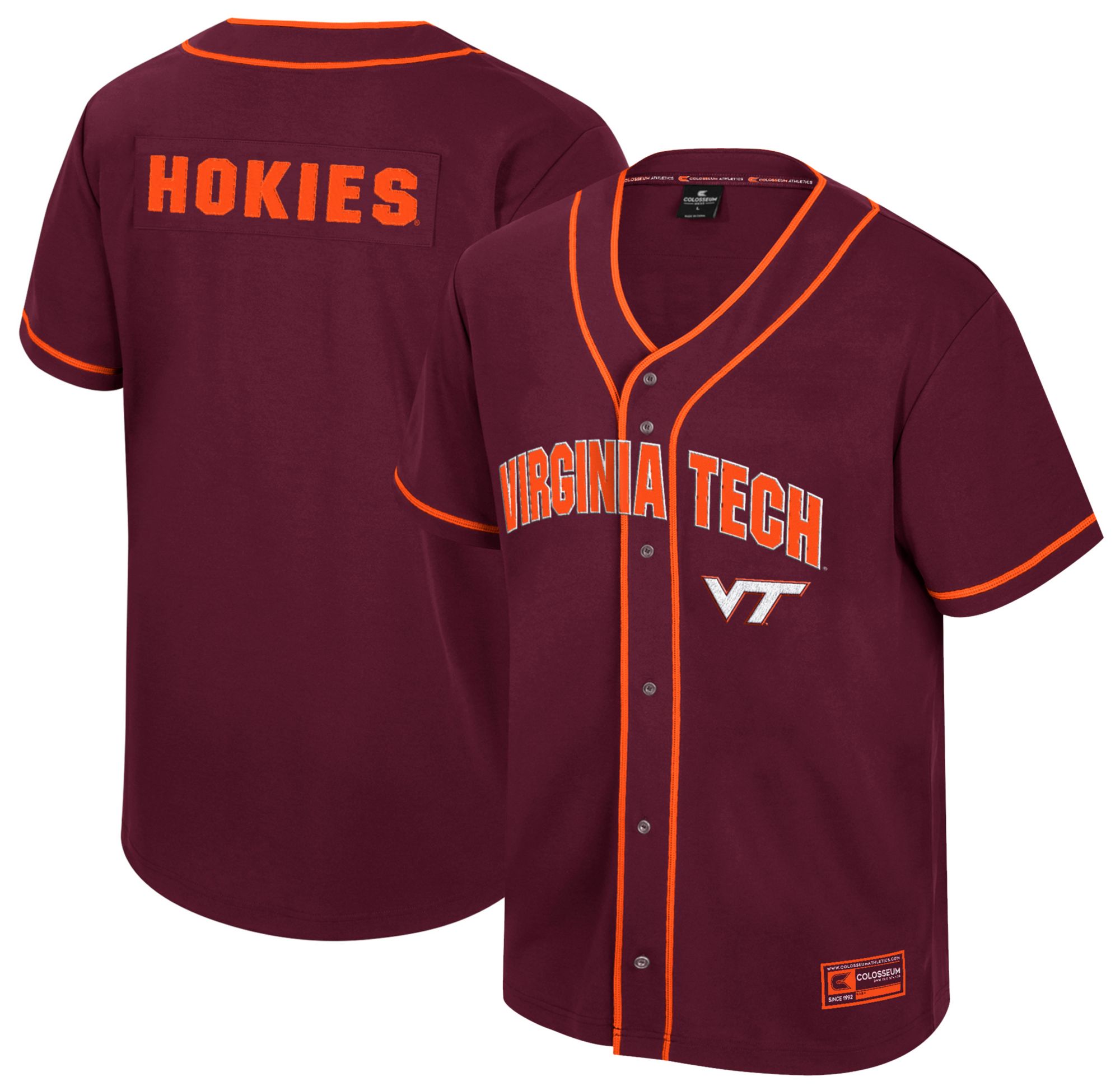 Colosseum Men's Virginia Tech Hokies Maroon Replica Baseball Jersey product image