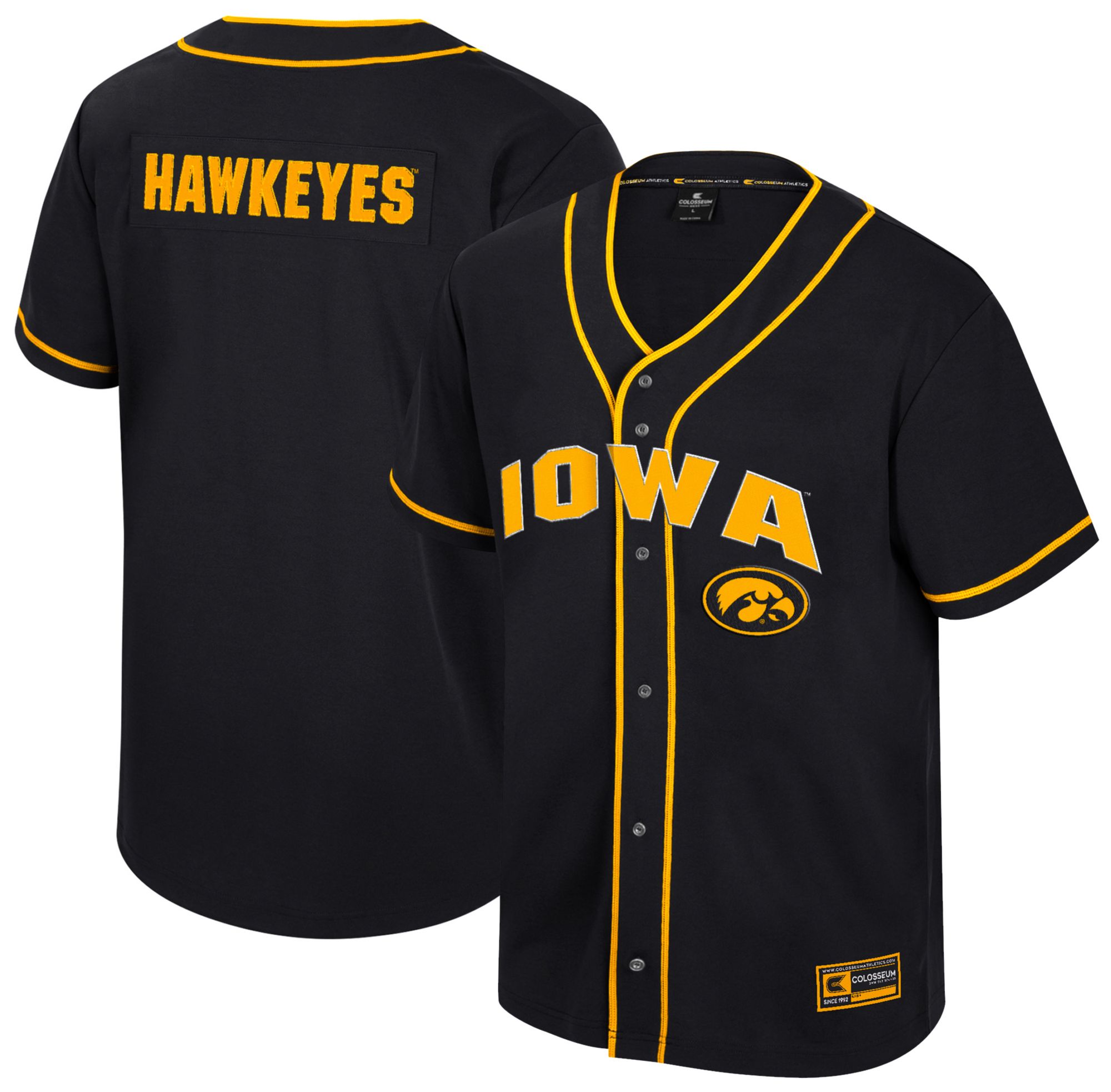 Colosseum Men's Iowa Hawkeyes Black Replica Baseball Jersey product image