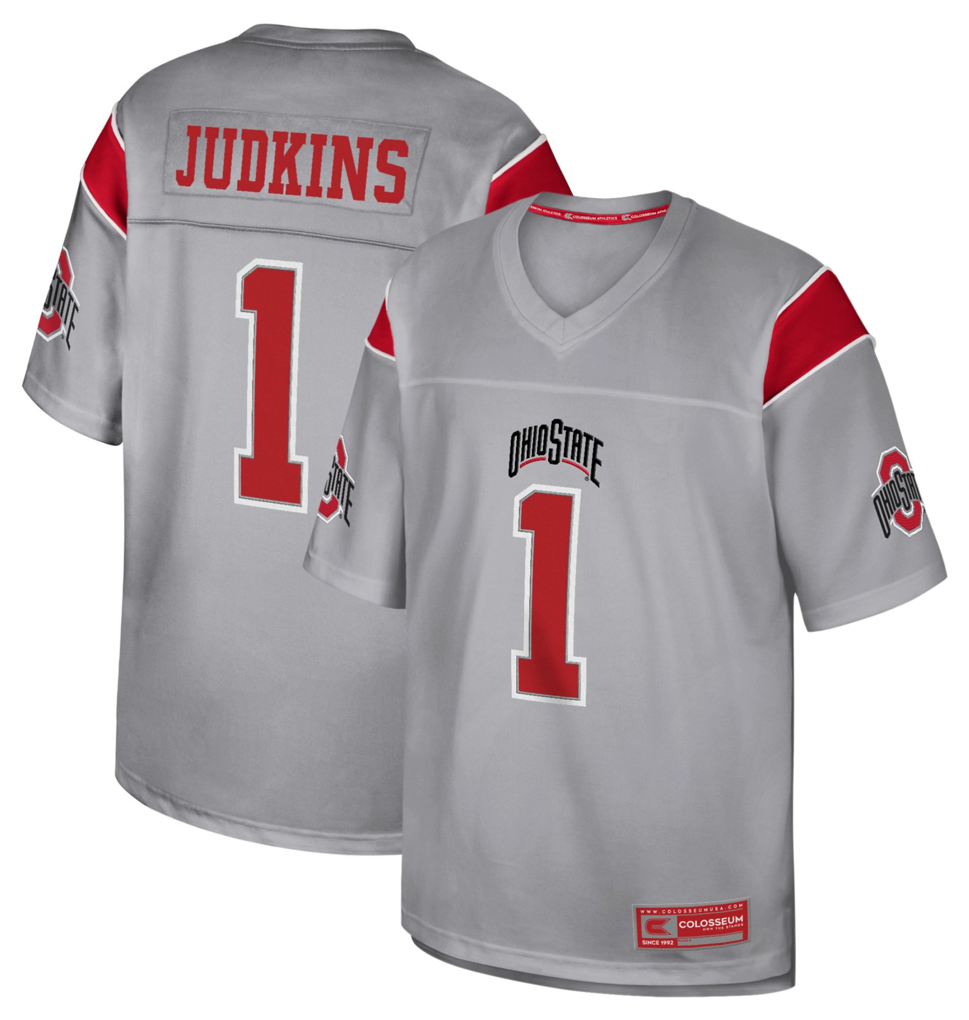 Colosseum Youth Ohio State Buckeyes Quinshon Judkins #1 Grey Football Jersey product image